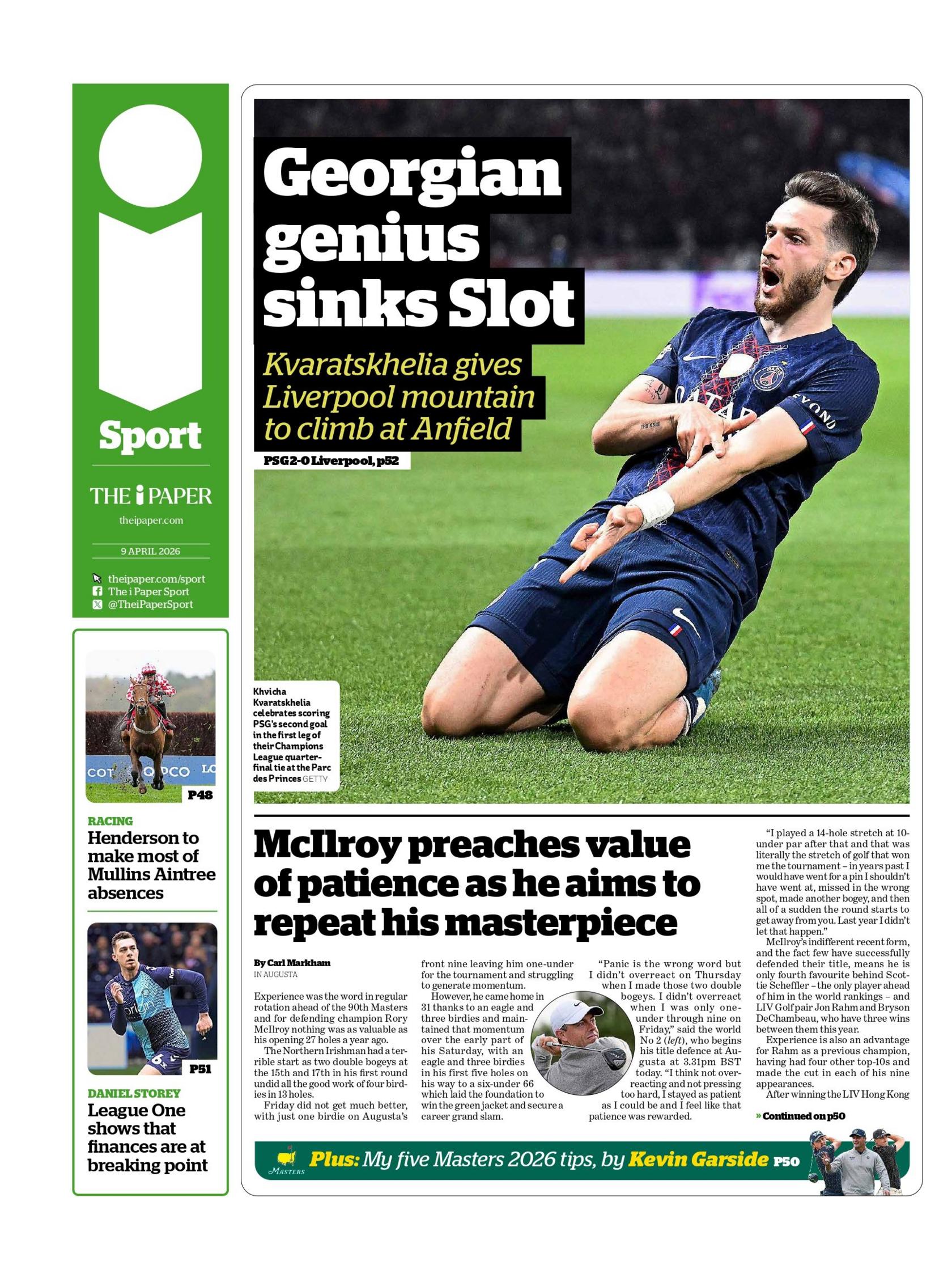 i Sport back page - 9 April