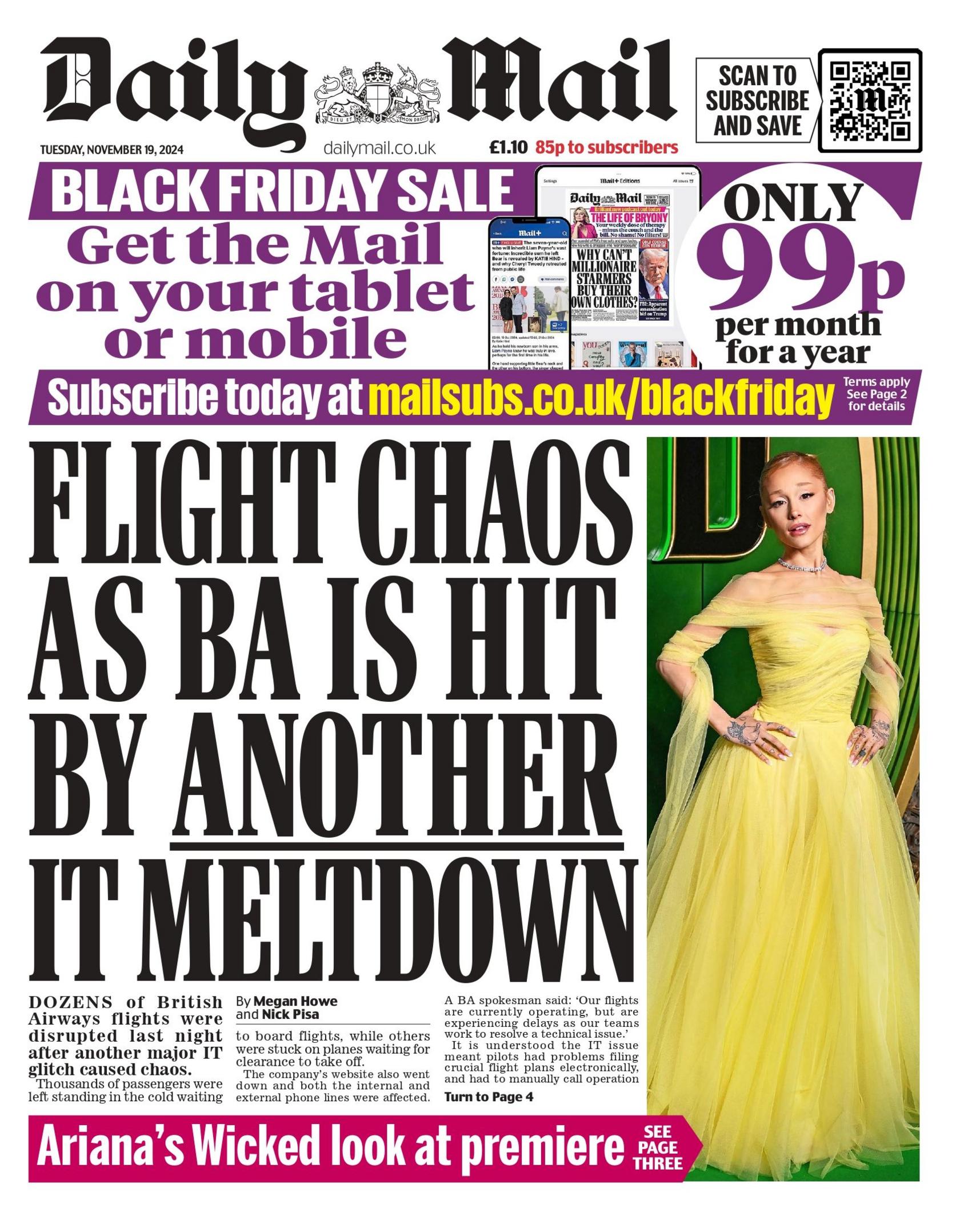 Daily Mail front page