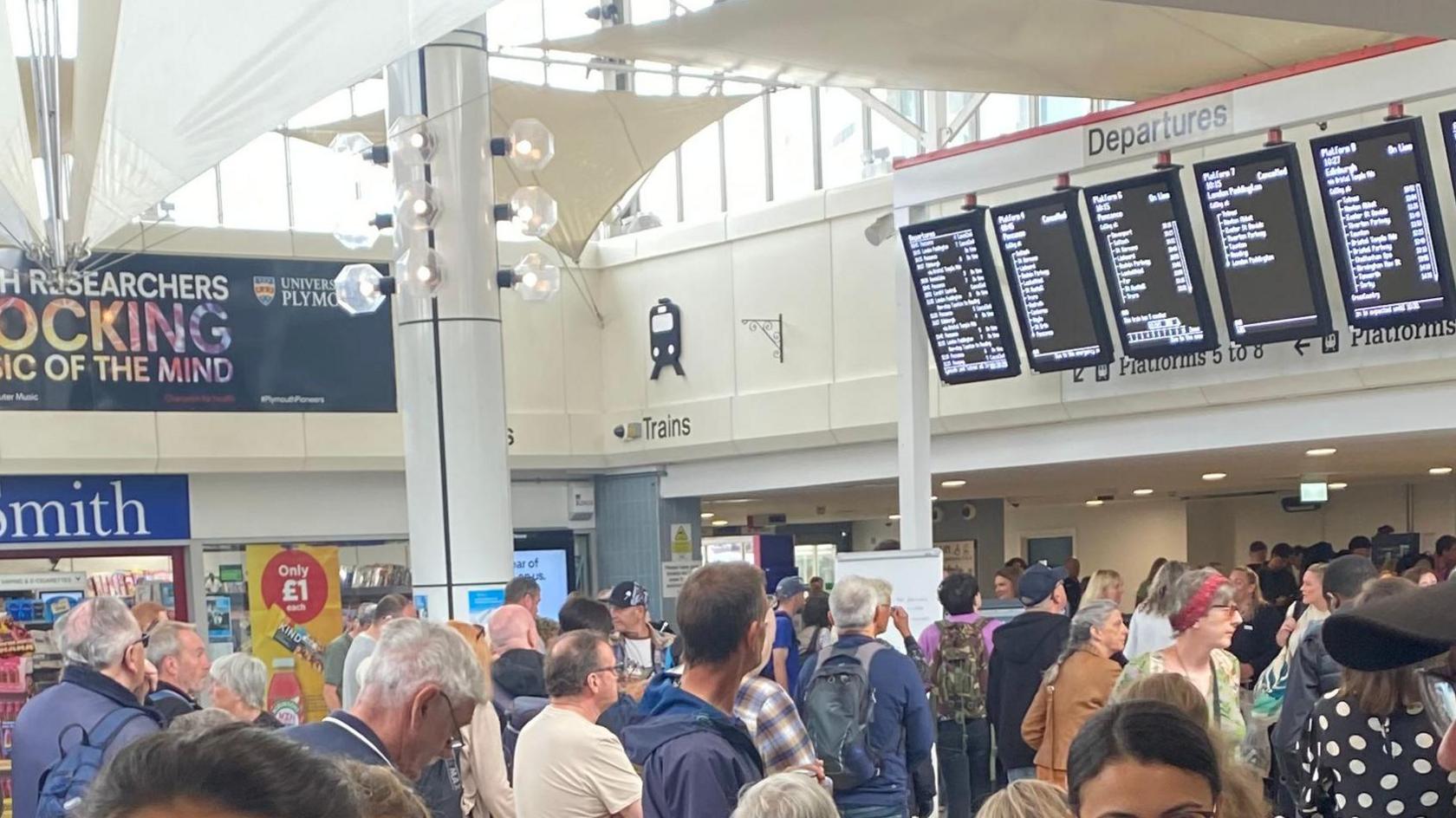 Commuters at Plymouth station 