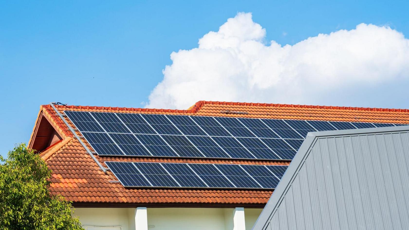 Solar cell panels on the roof