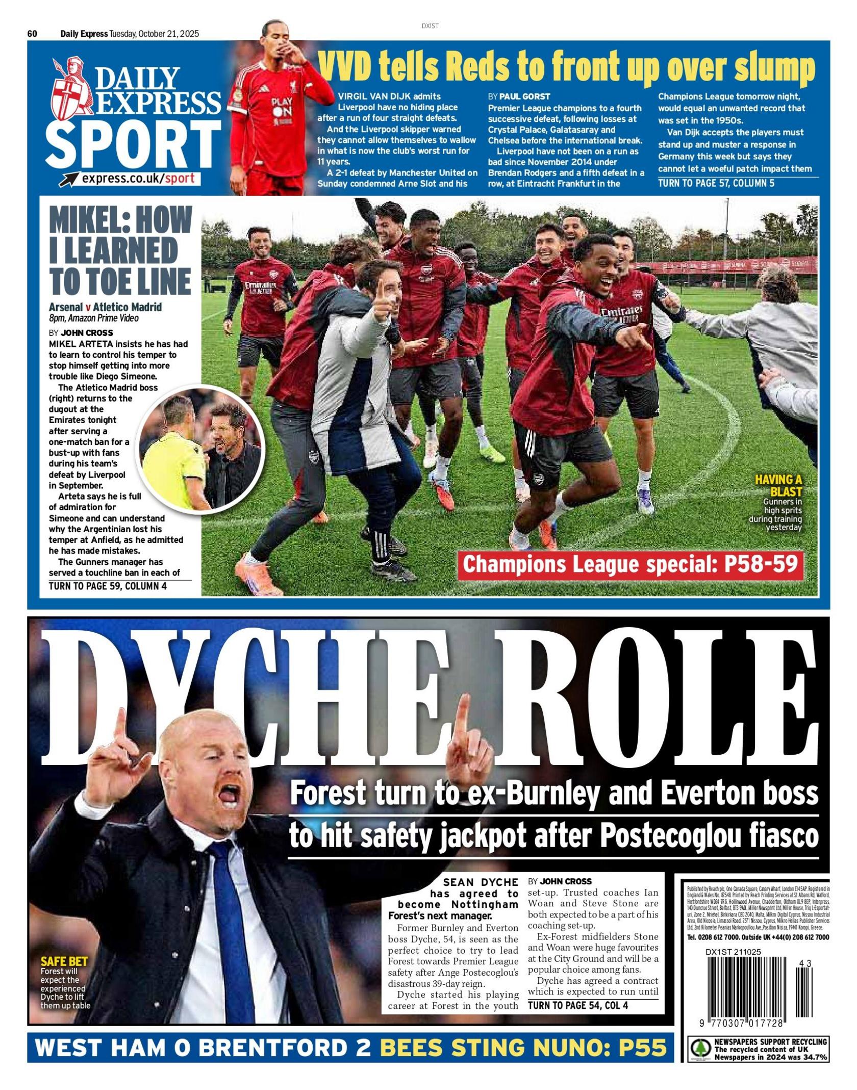 Tuesday's Daily Express back page