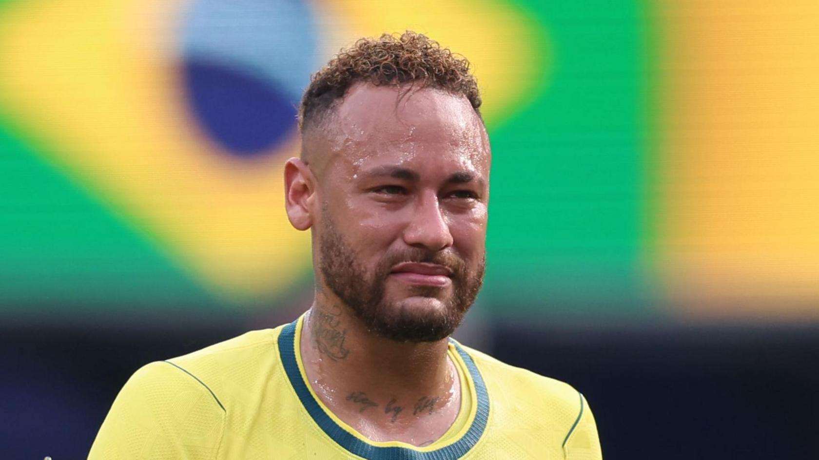 An emotional Neymar after Brazil's defeat by Norway