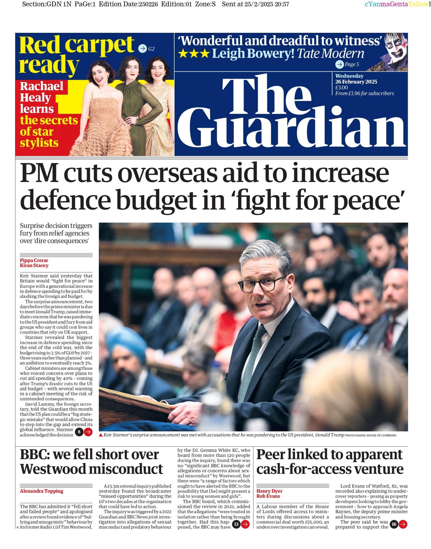 The Guardian front page