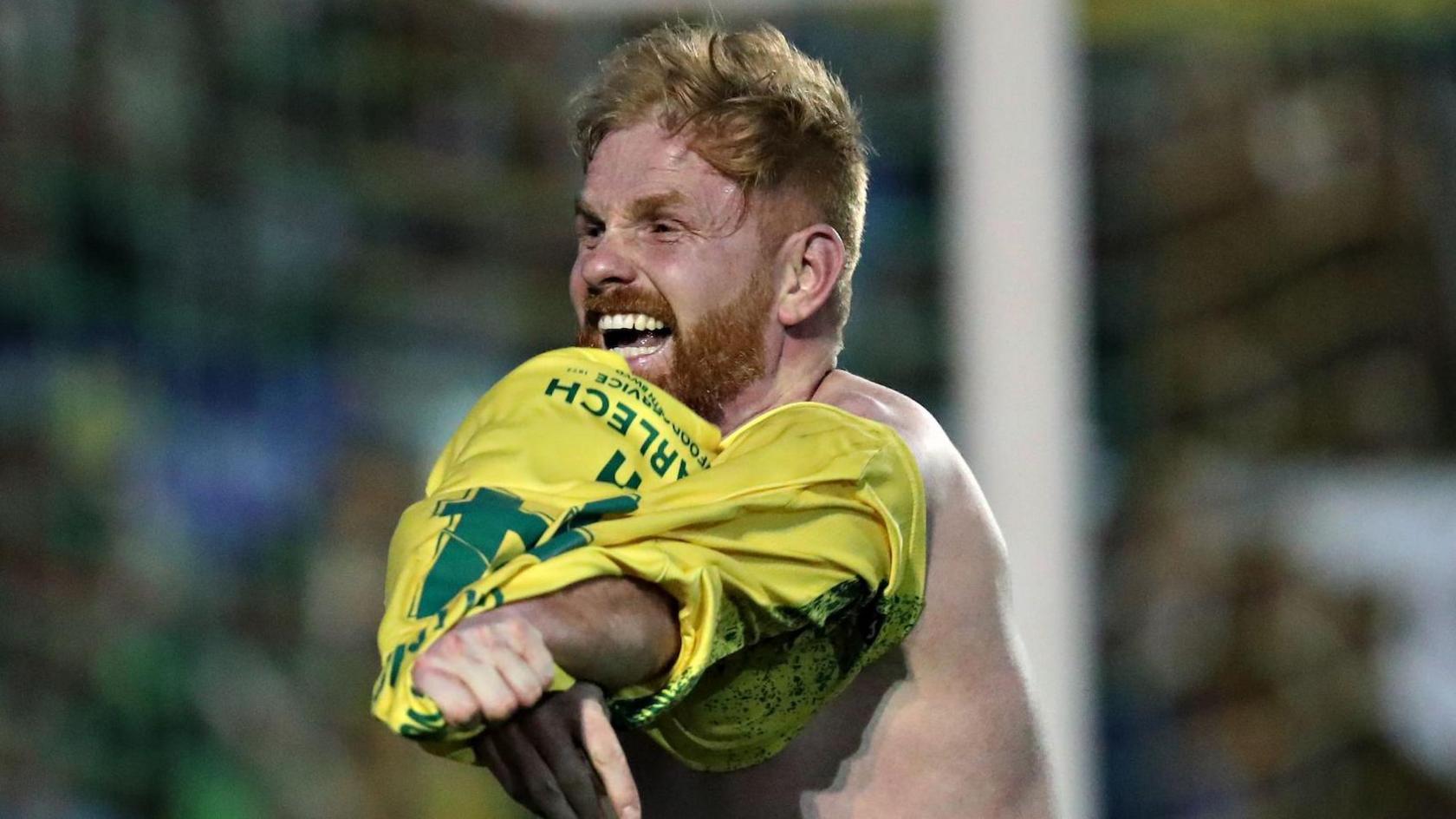 Marc Williams celebrates after giving Caernarfon a late lead against Cardiff Met