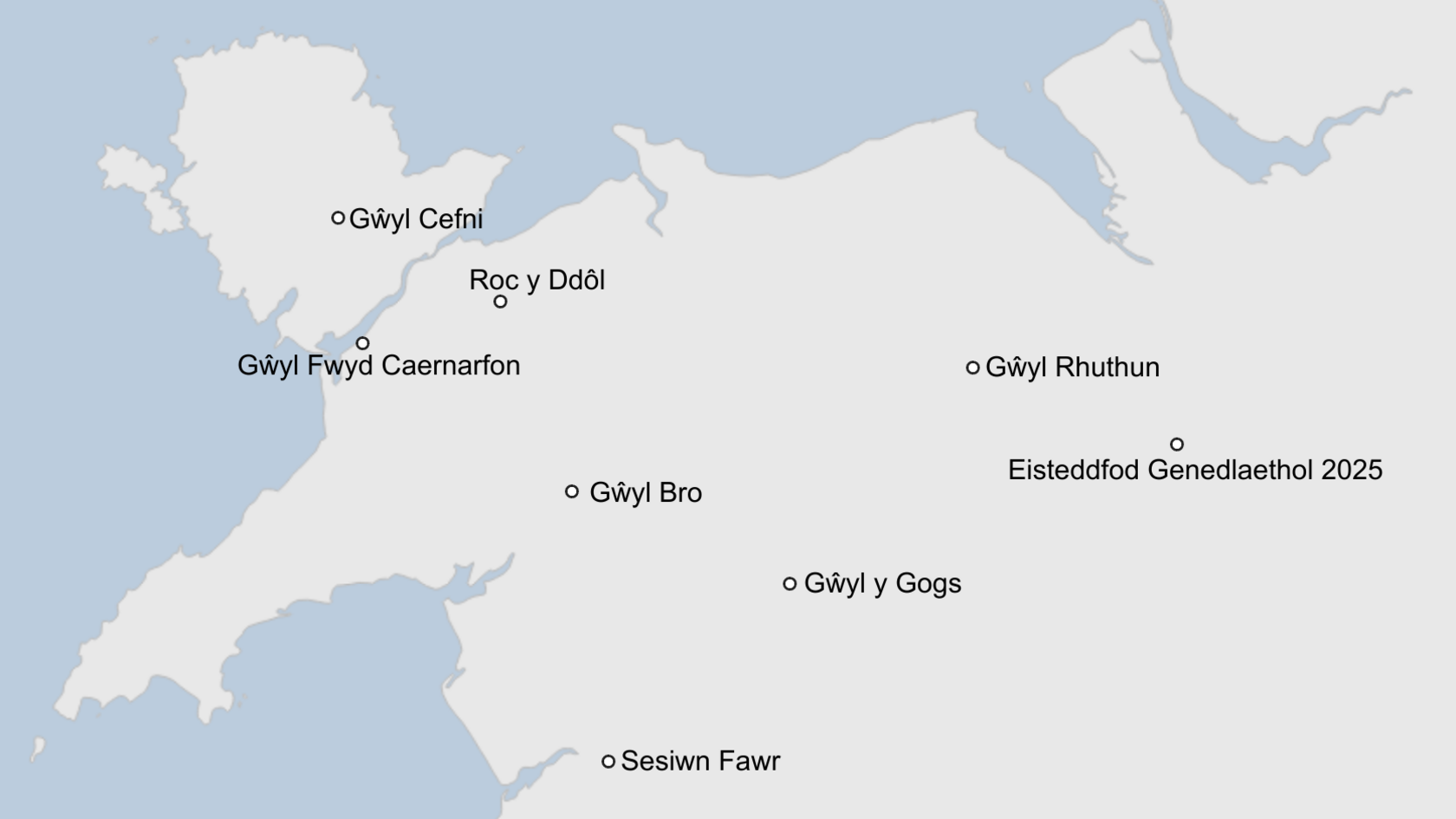 Map y wyliau'r gogledd