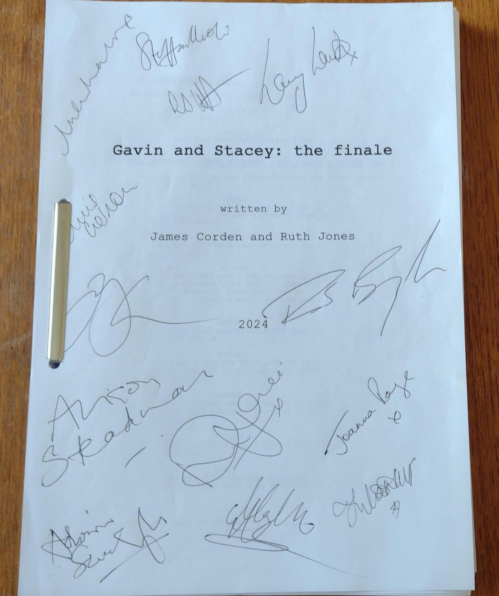 Gavin and Stacey: the finale script with signatures from all of the main cast members. 