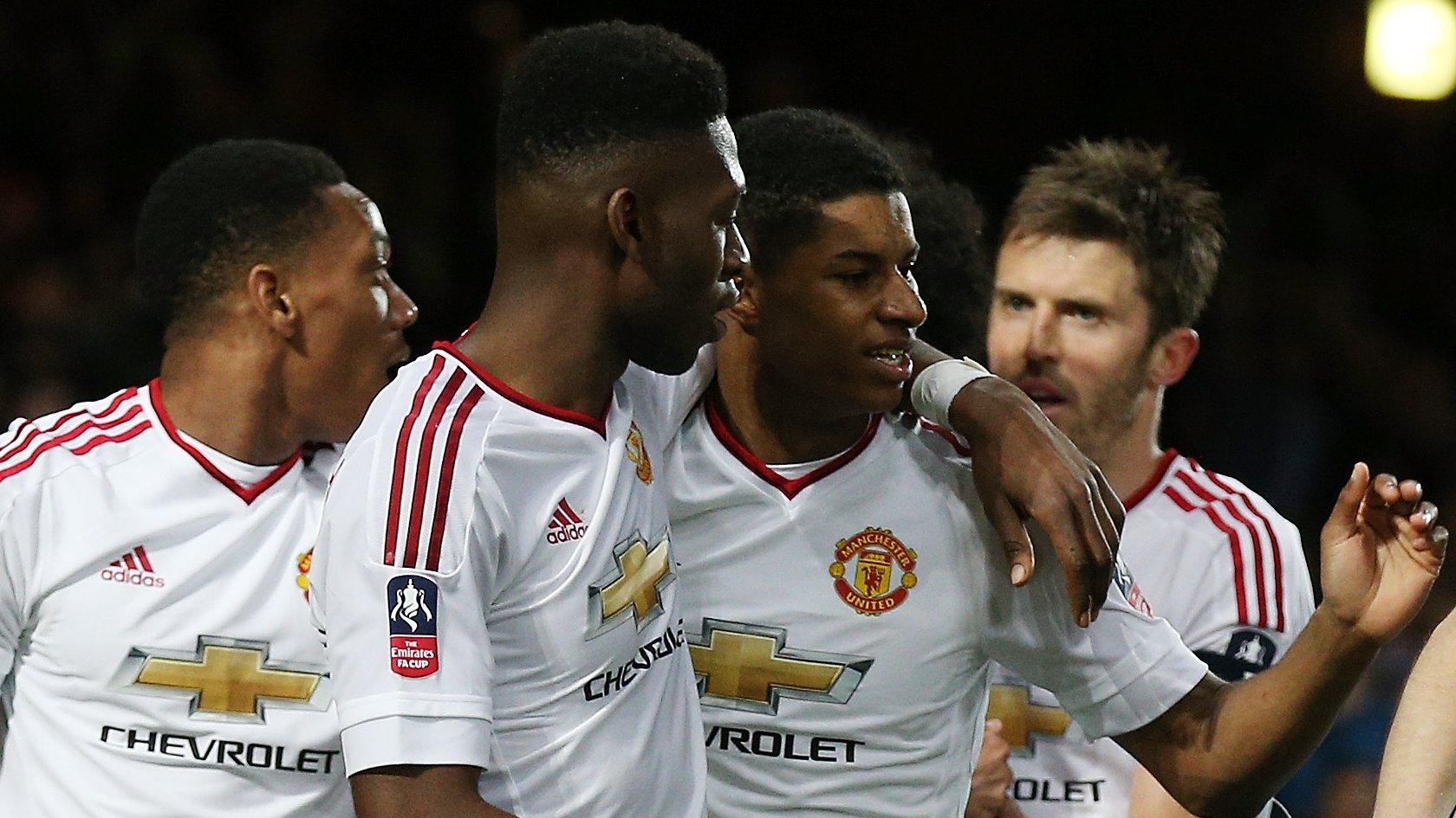 Manchester United's players celebrate