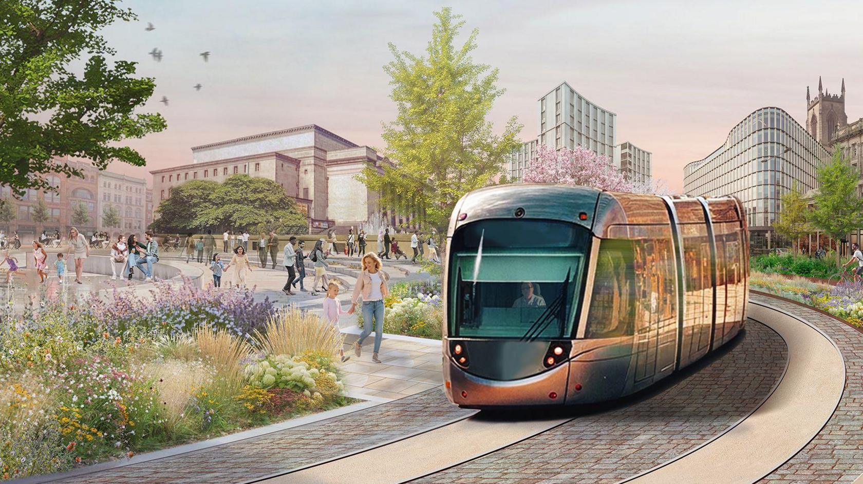 Artist's impression of the tram system