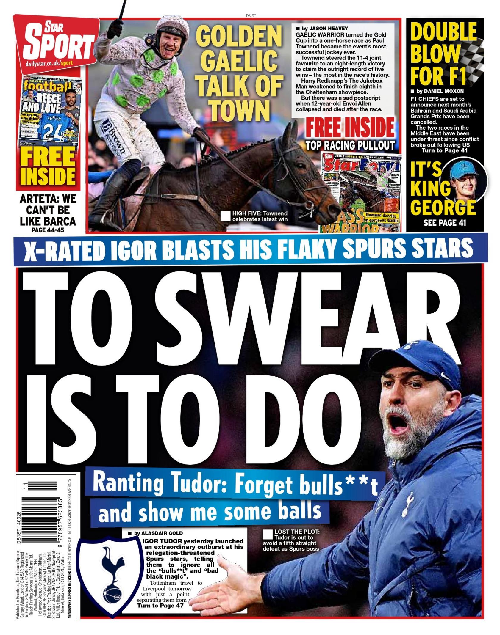 Daily Star back page - Saturday 14 March