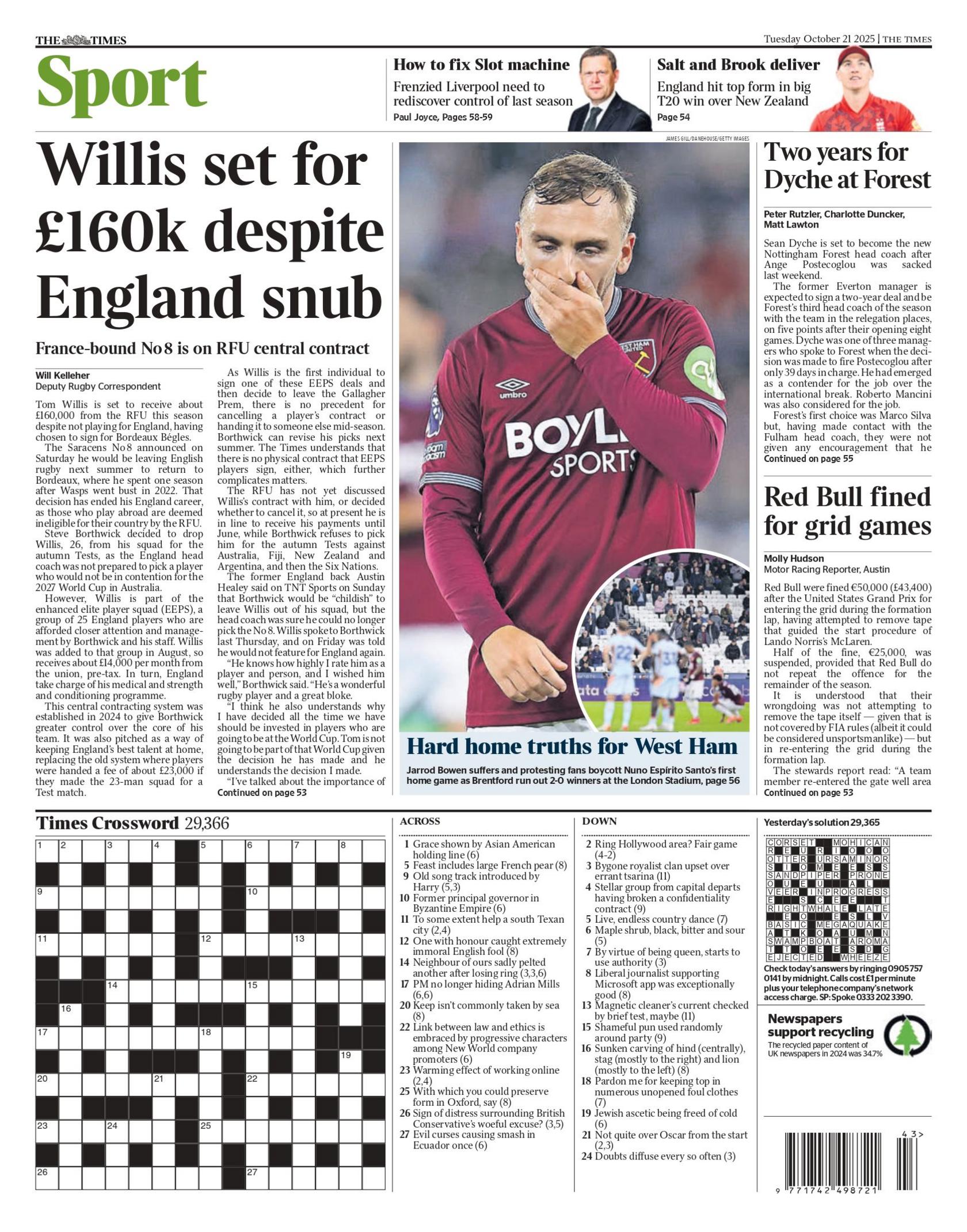 Tuesday's Times back page
