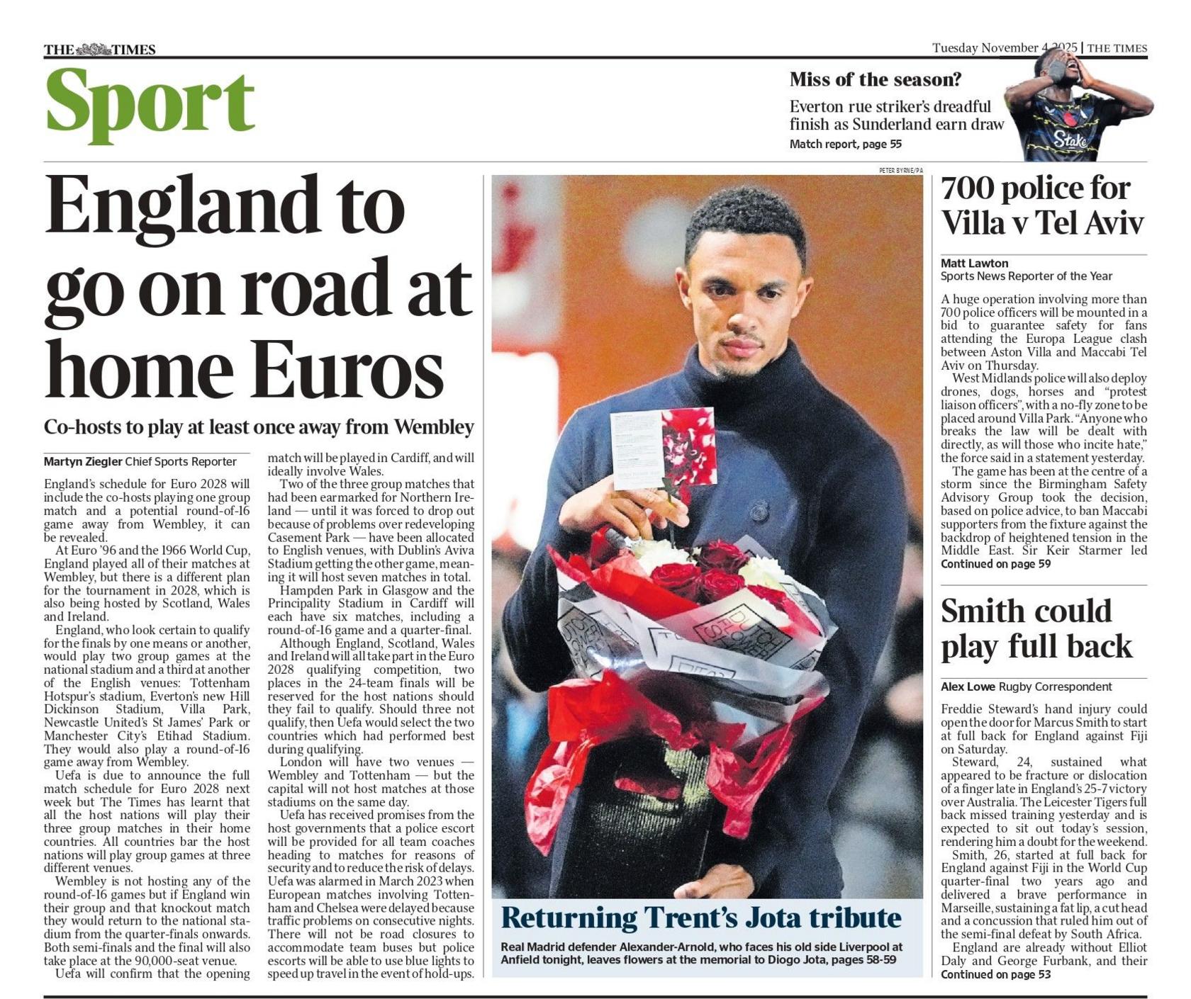 The back page of The Times