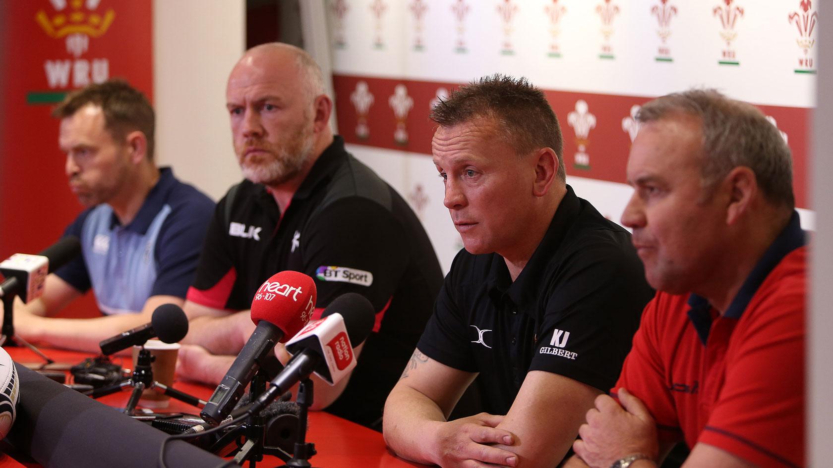 The four Welsh regions coaches at the Judgement Day media conference in Cardiff