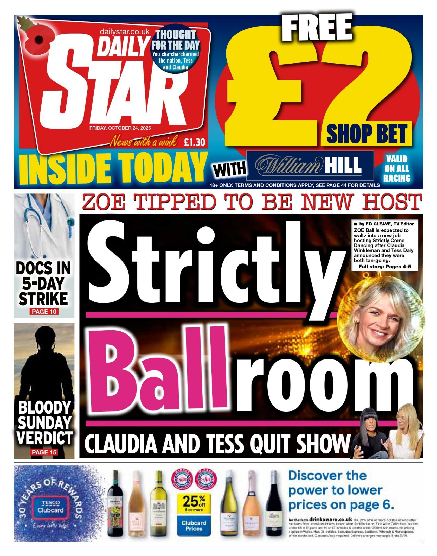 "Strictly Ballroom: Zoe pritet të jetë prezantuesja e re", shkruhet në titullin kryesor të Daily Star.