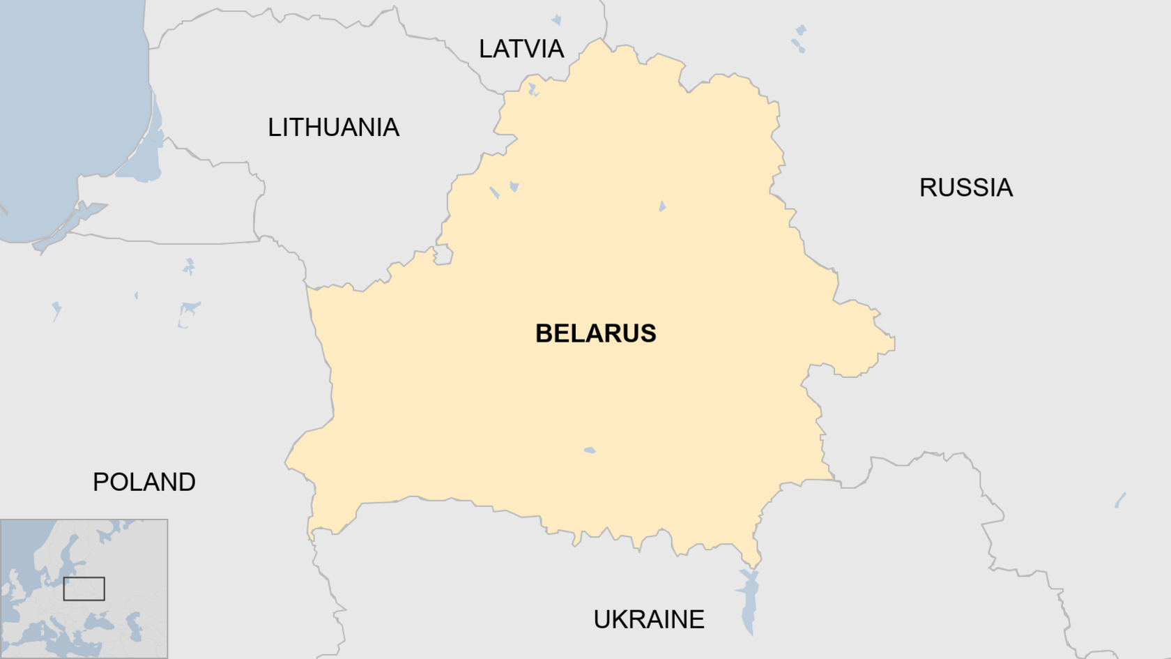 Map of Belarus and neighbouring countries