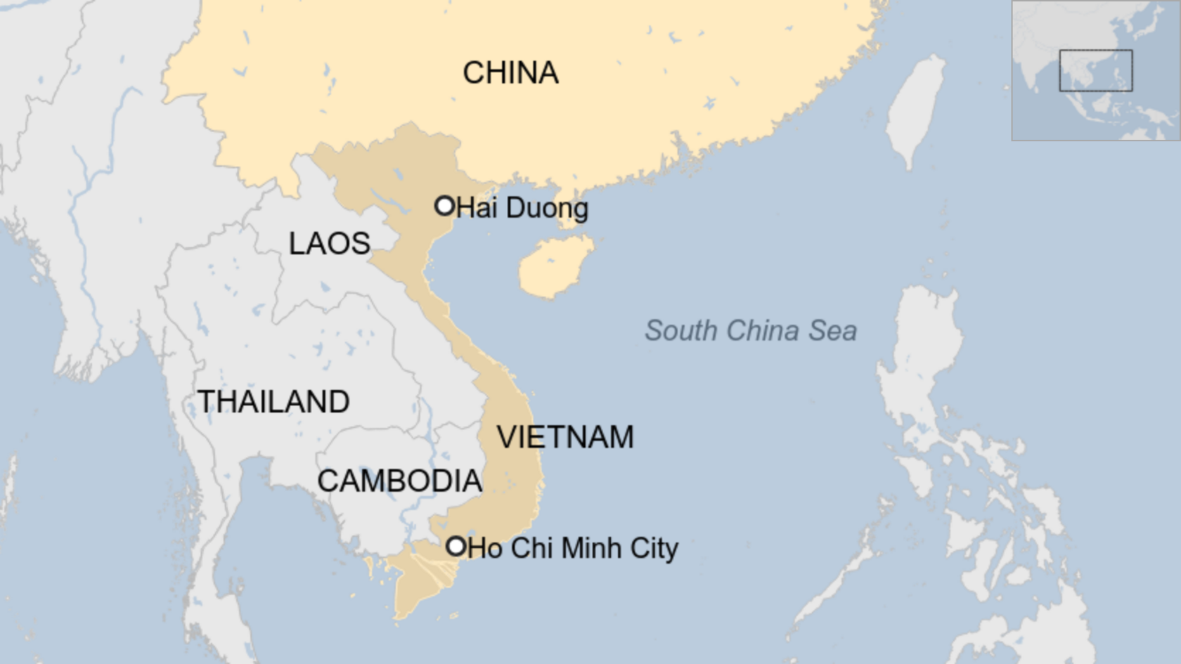 Map of Vietnam and China