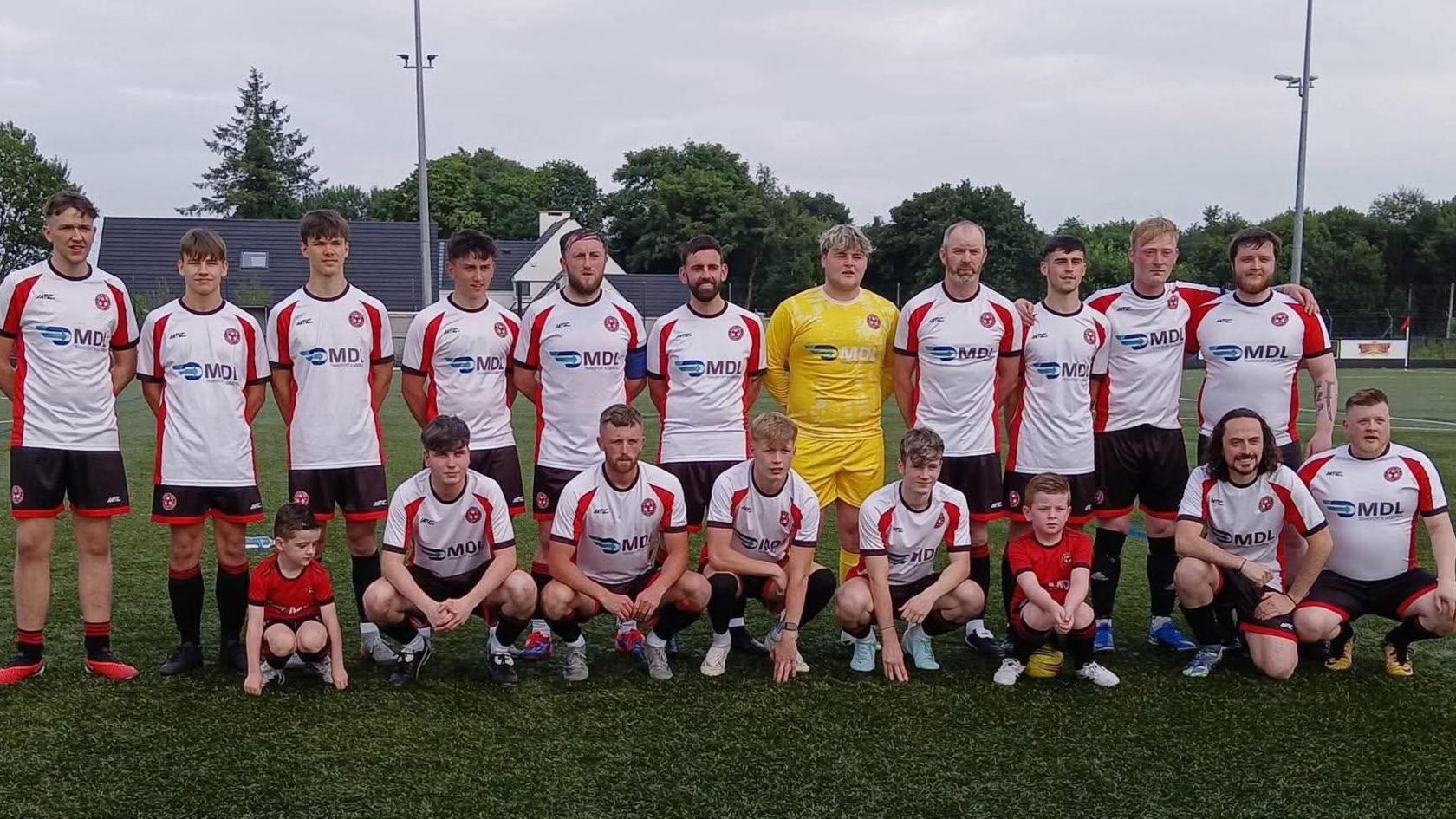 Omagh Town's first team ahead of their first match