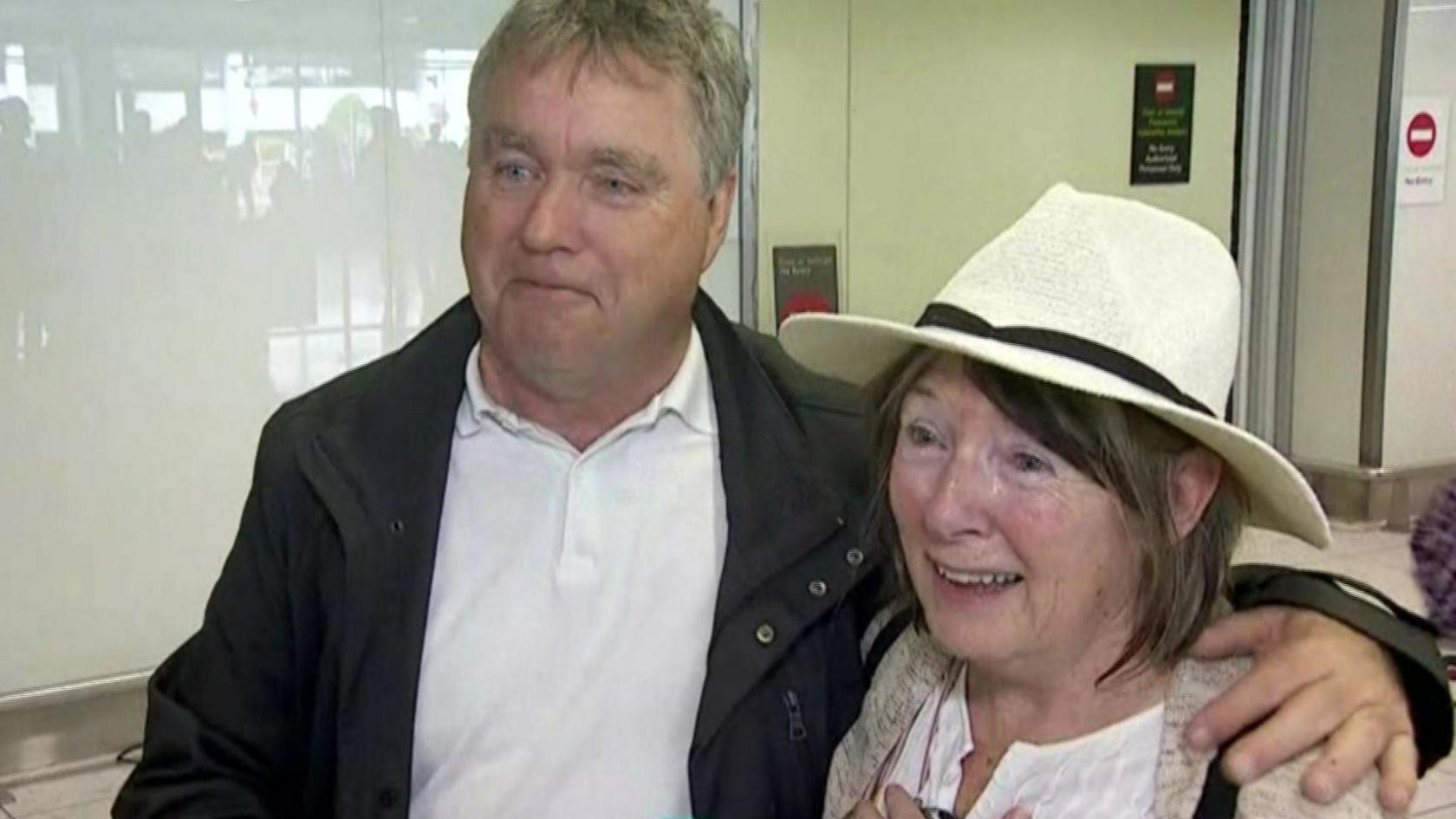 Passenger Tony and his partner Eileen spoke of their relief at Dublin Airport