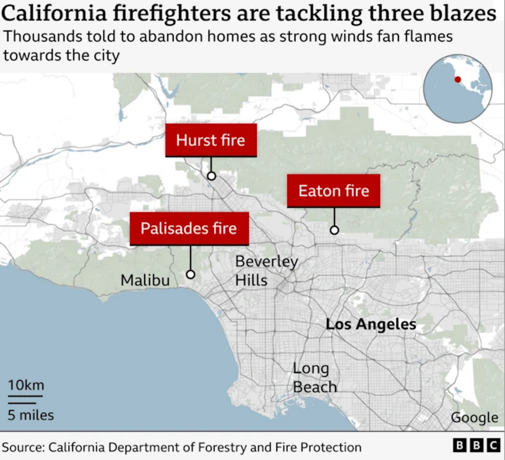 Map of California fires