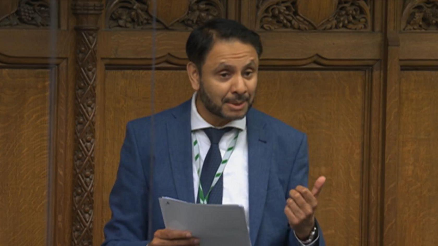 Shockat Adam MP speaking in the House of Commons