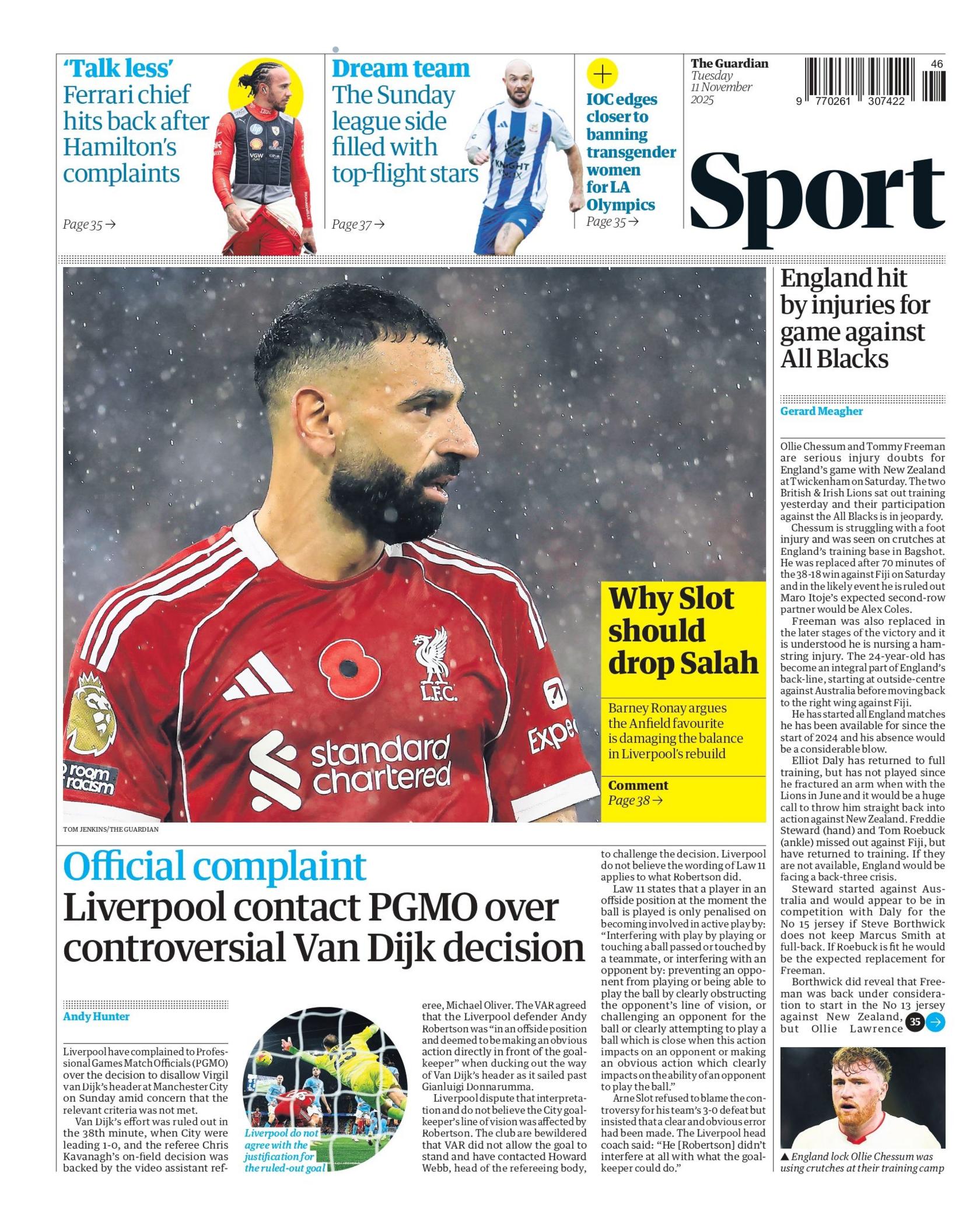 Guardian sports section