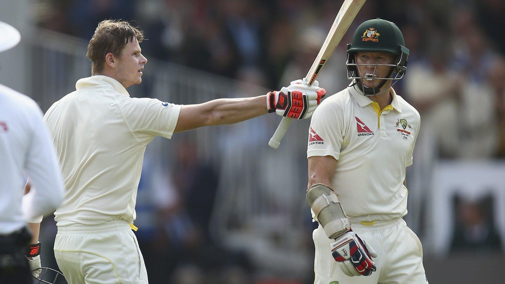 Steve Smith celebrates his century