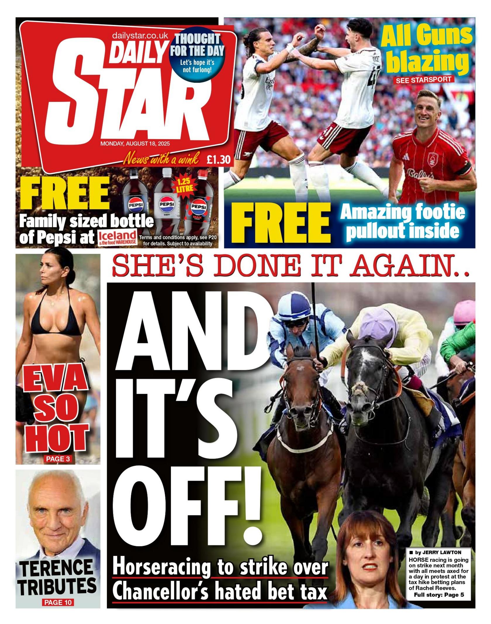 "And it's off" reads the headline on the front page on the Daily Star.