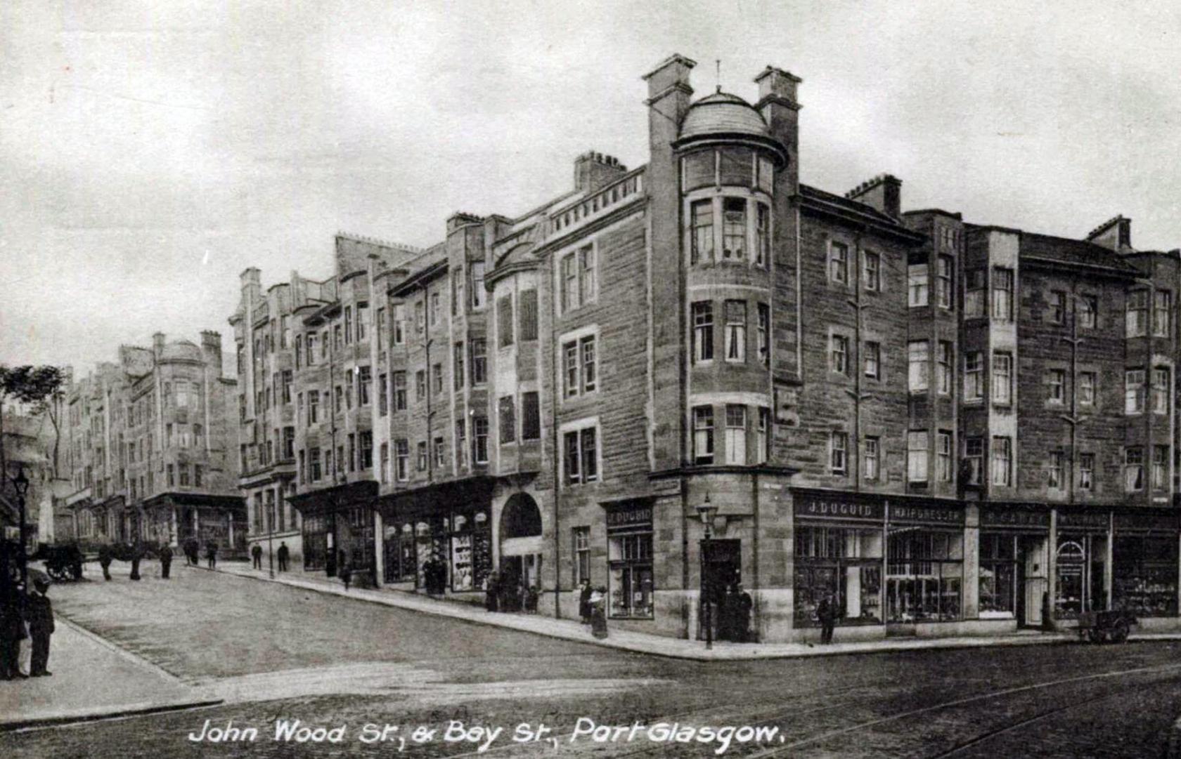 An old postcard from the early 1900s showing John Wood Street and Bay Street