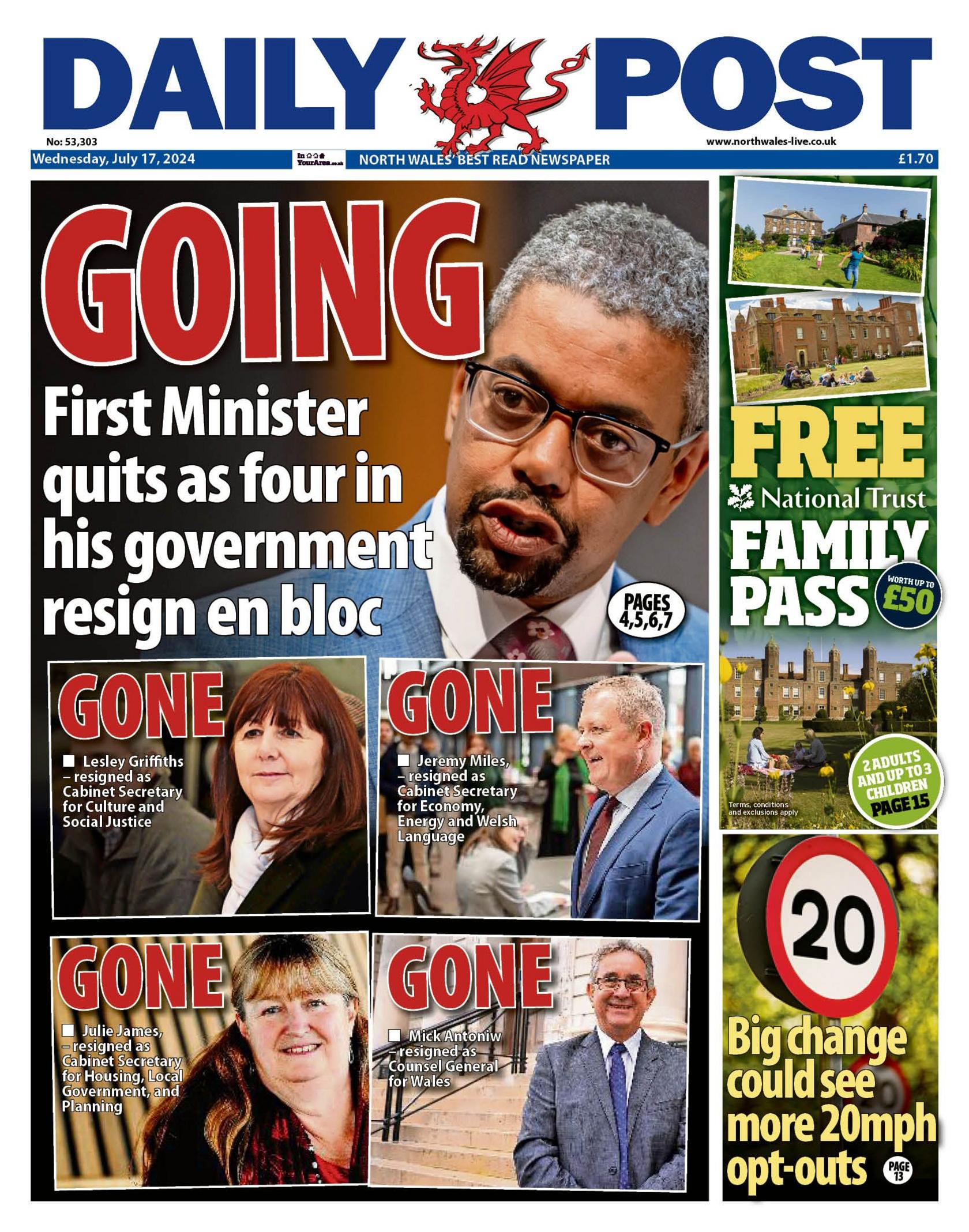 Front page of Daily Post