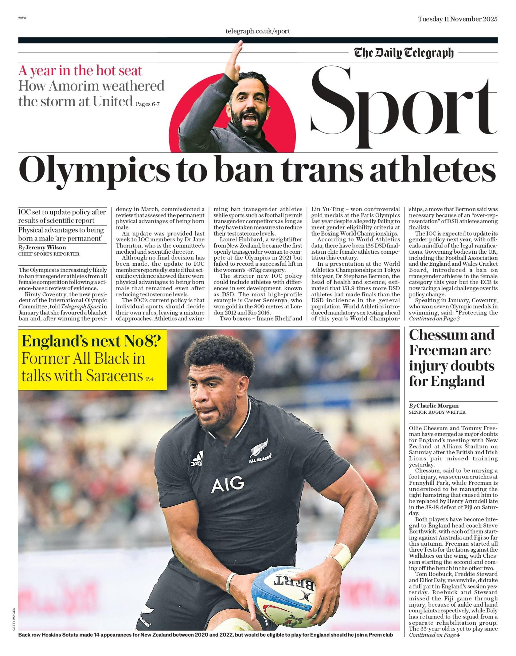 Daily Telegraph sports section