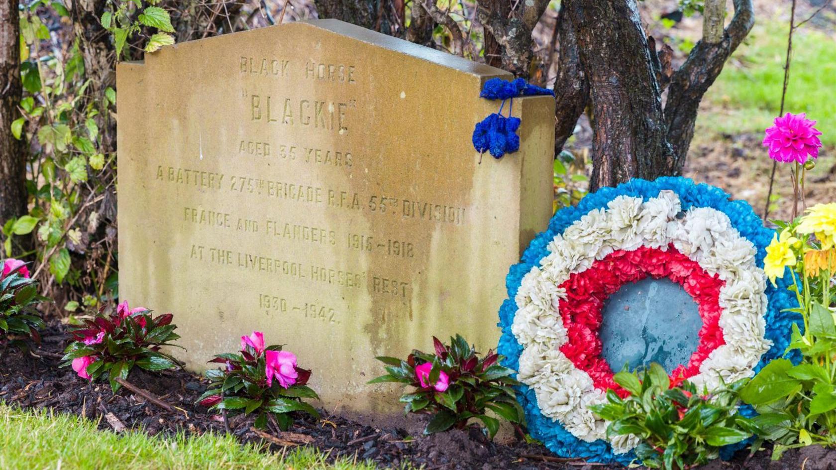 Balckie's Grade II-listed grave with wreath