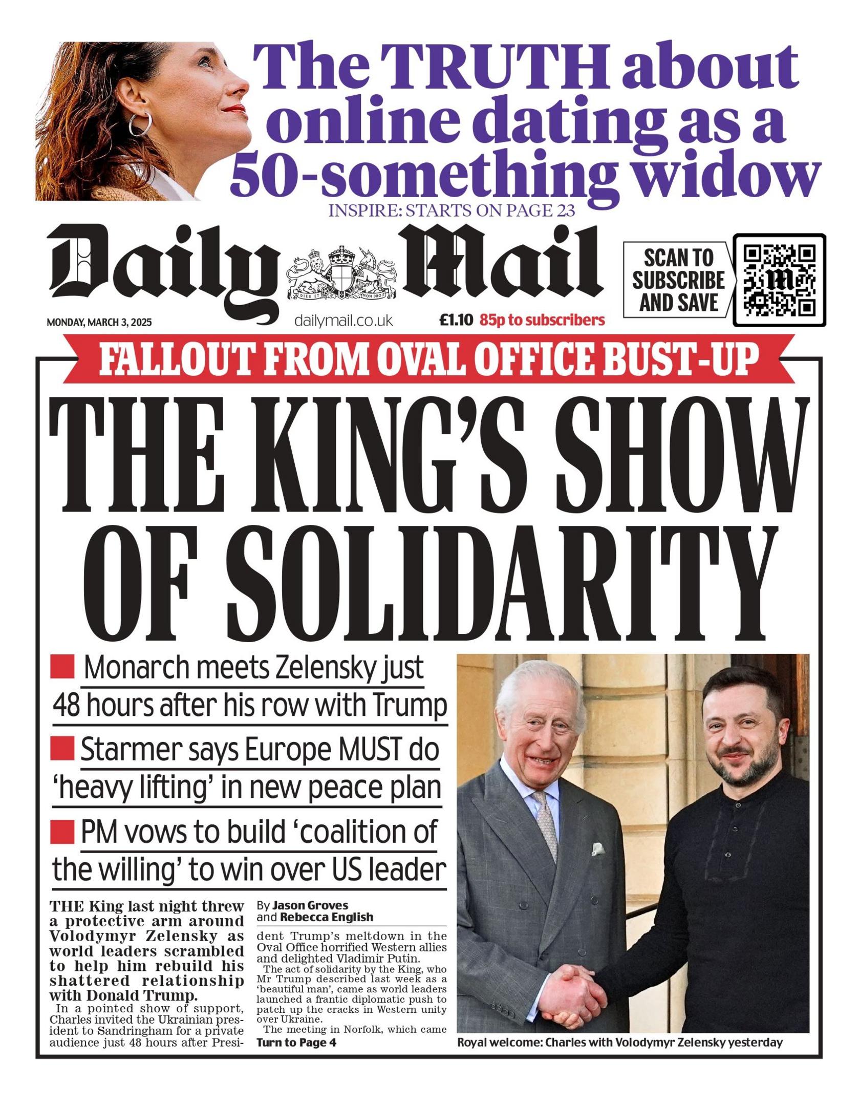 The front page of the Daily Mail. 