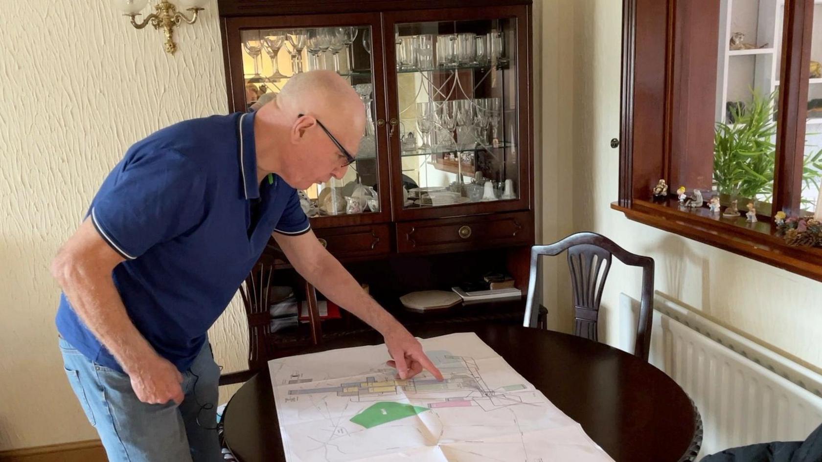 Peter Timlin with a map of Littleton Colliery