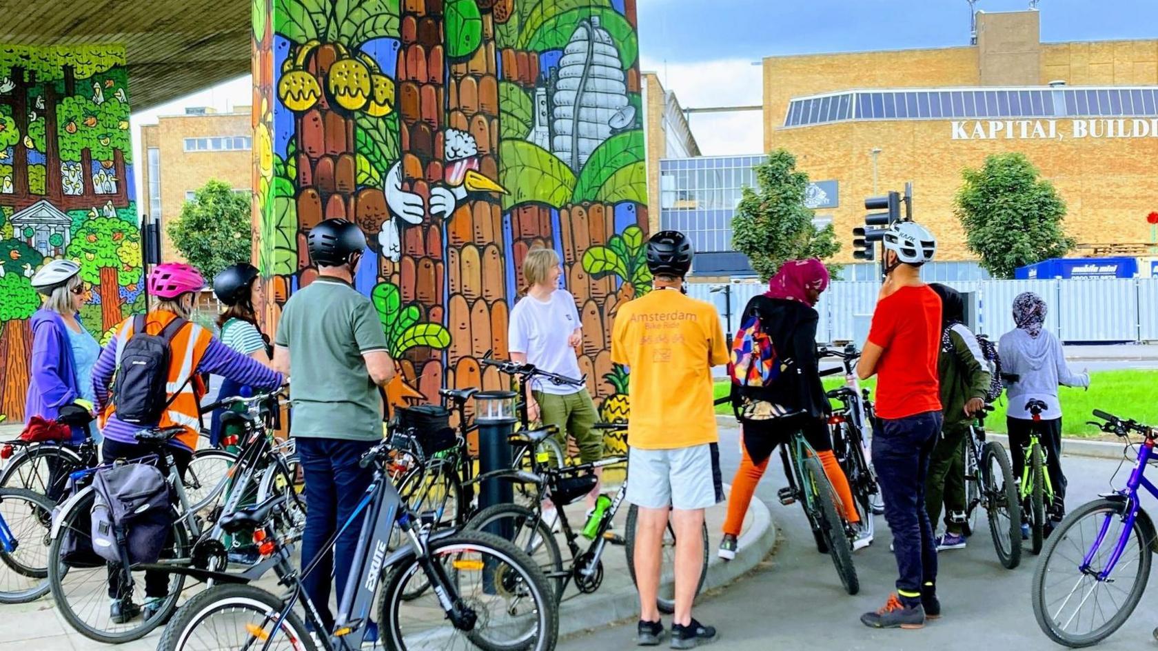 A led bike ride as part of Ride Leicester's Open Streets project