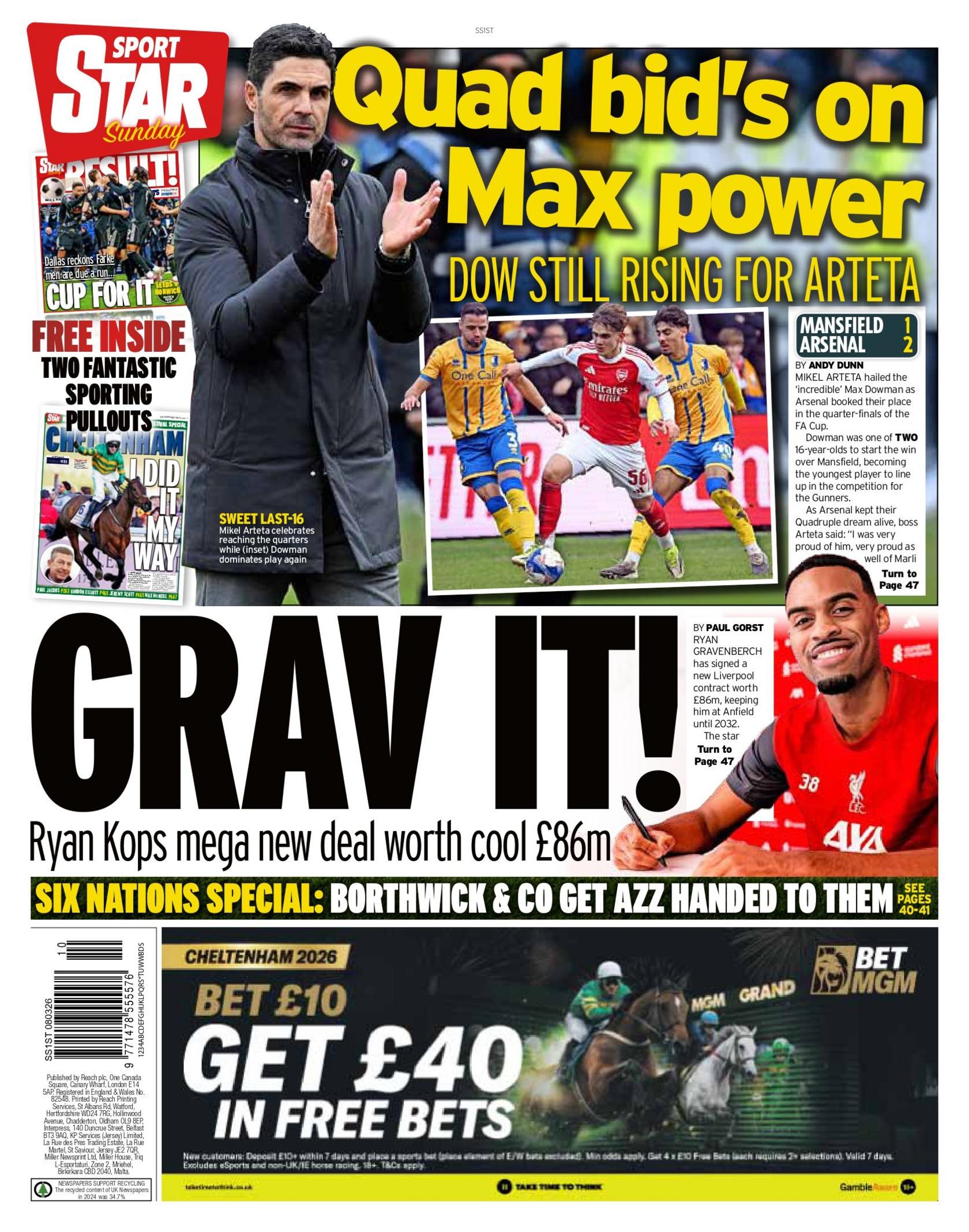 Back page of the Star with the main headline "Grav it!"