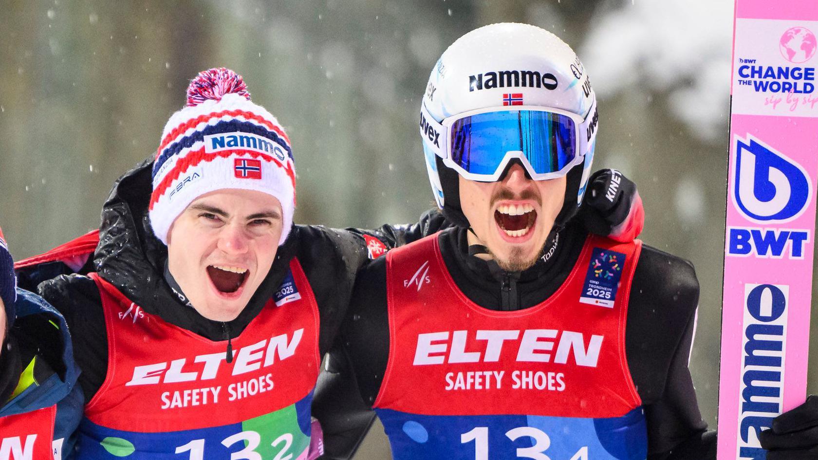 Norwegian ski jumpers Marius Lindvik and Johann Andre Forfang