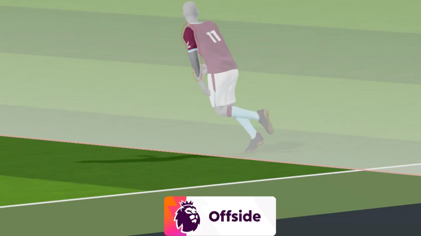 A still of Jaidon Anthony's offside decision