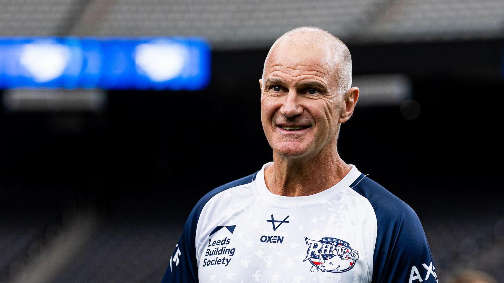 Brad Arthur looks on during Leeds Rhinos' captain's run in Las Vegas
