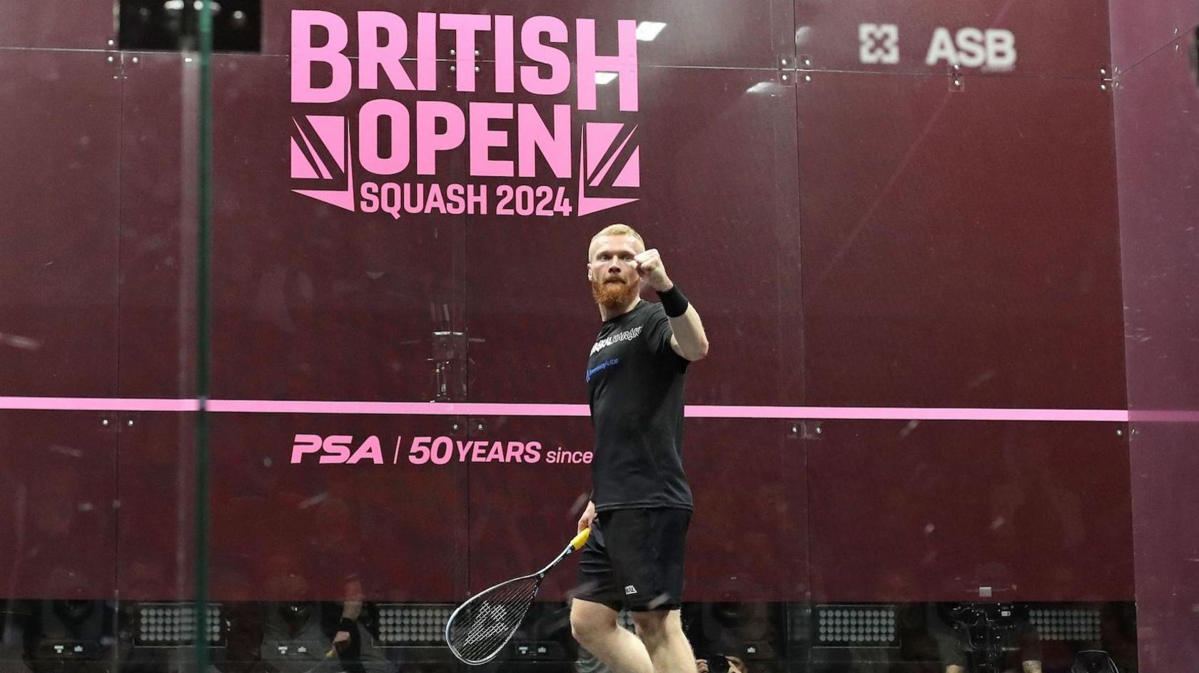 Joel Makin celebrates during his British Open quarter-final win over world champion Diego Elias