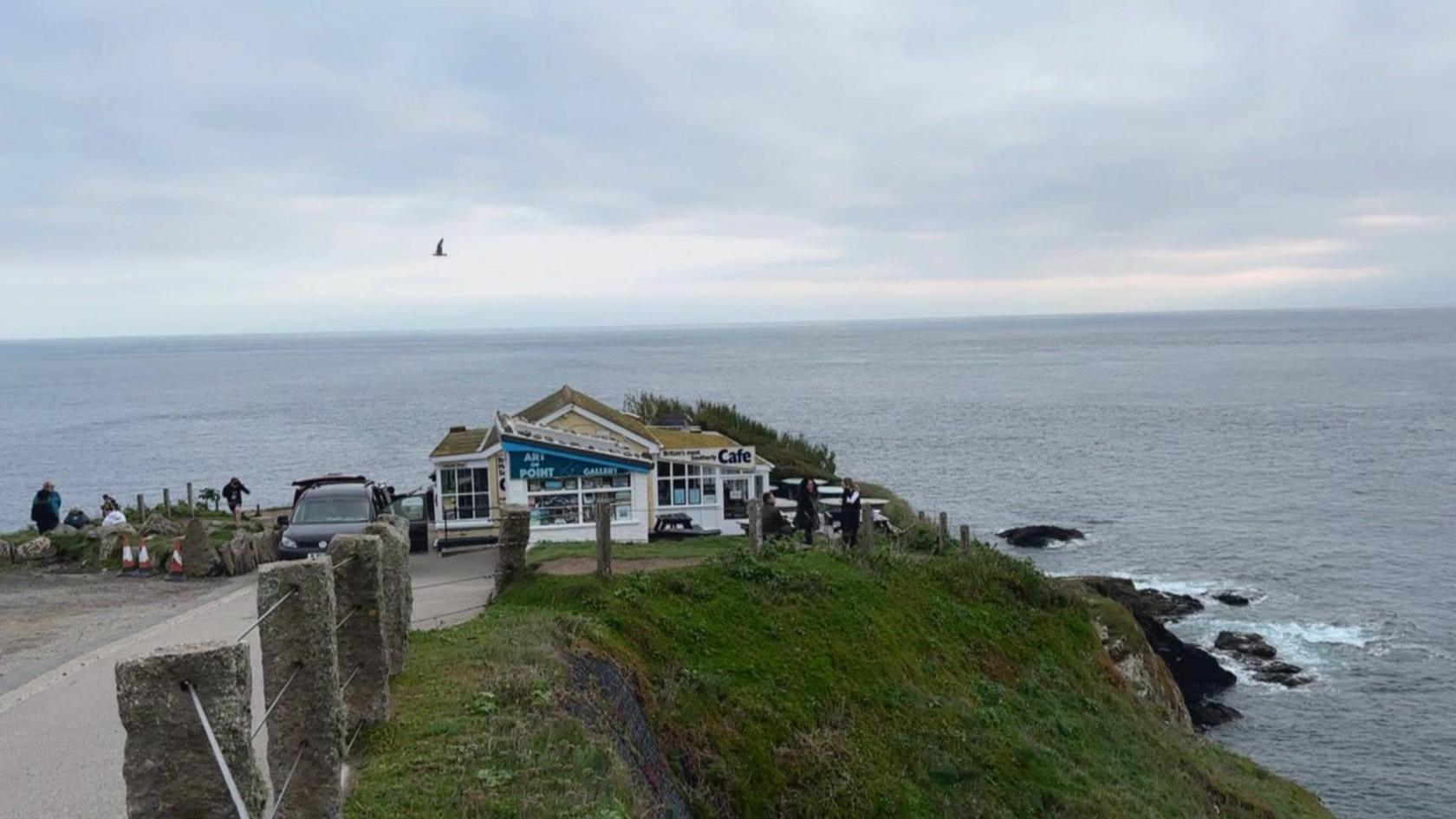 Cafe on the cliffs overlooking the sea 