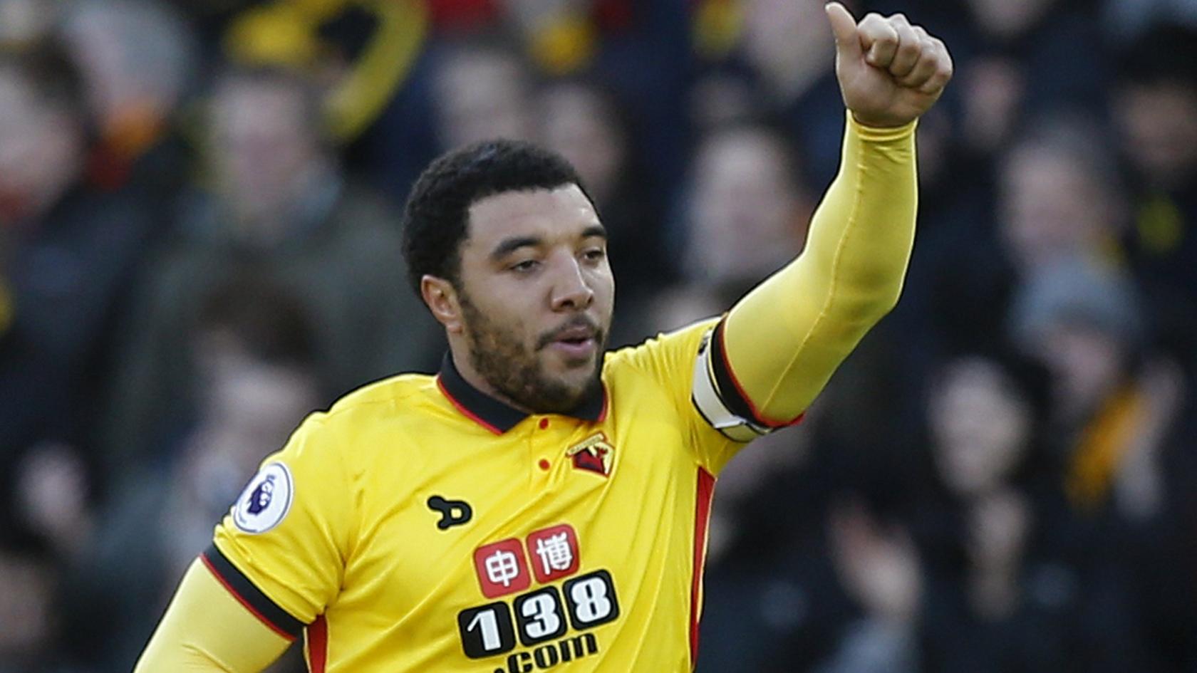 Troy Deeney celebrates after scoring for Watford