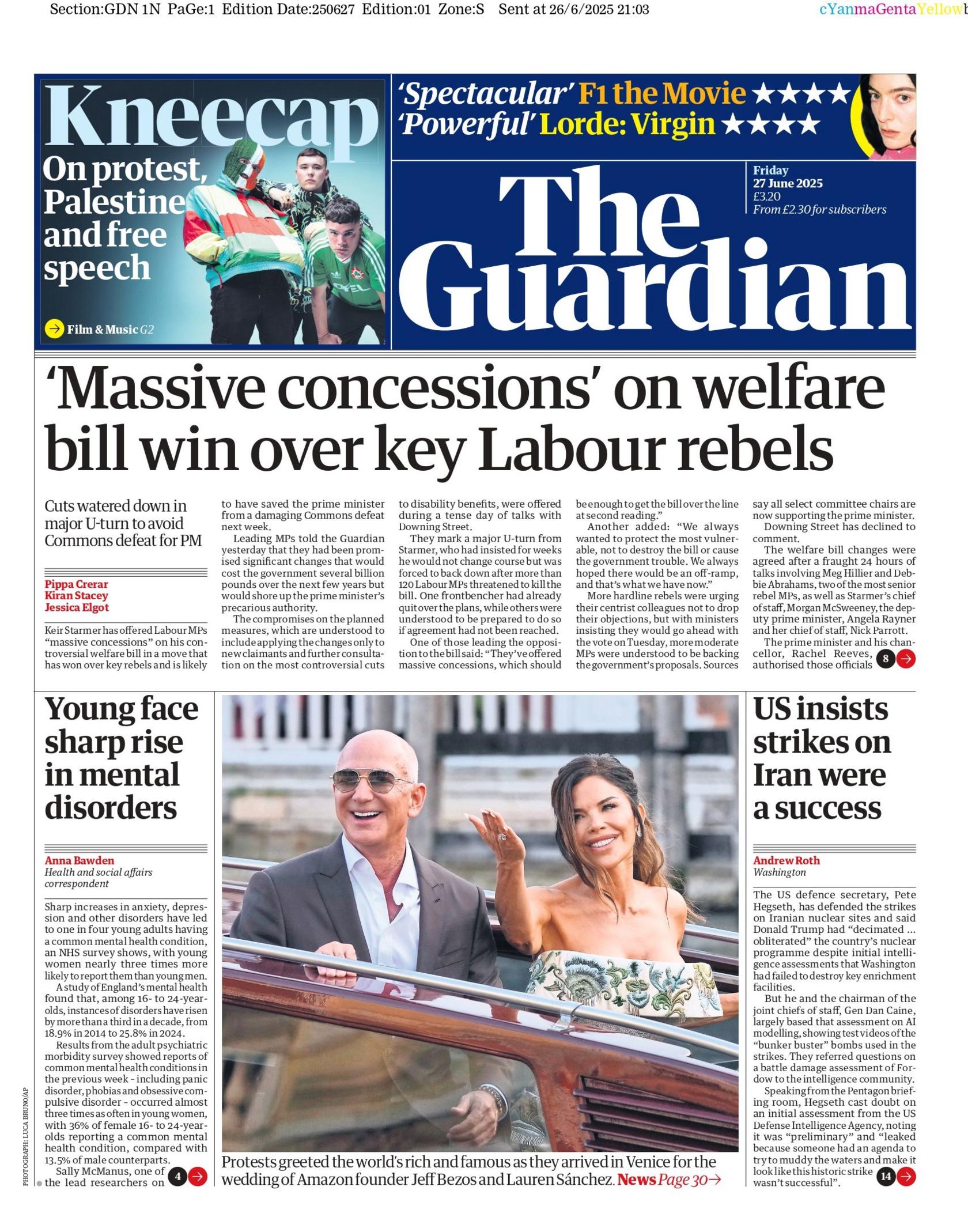 "'Massive concessions' on welfare bill win over key Labour rebels" reads the headline on the front page of the Guardian.