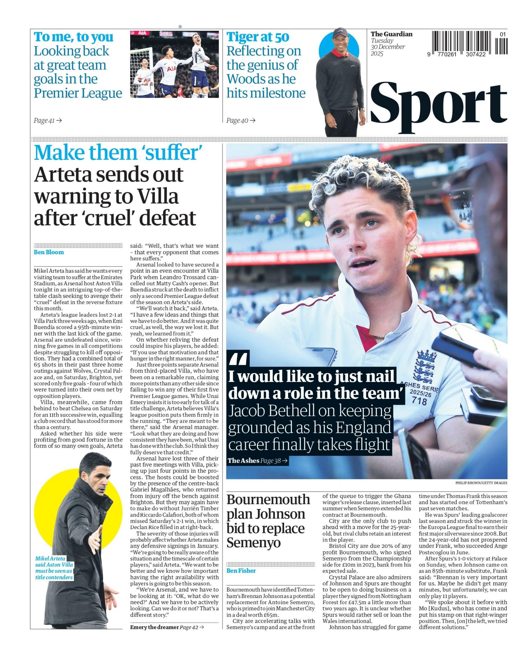 The Guardian back page