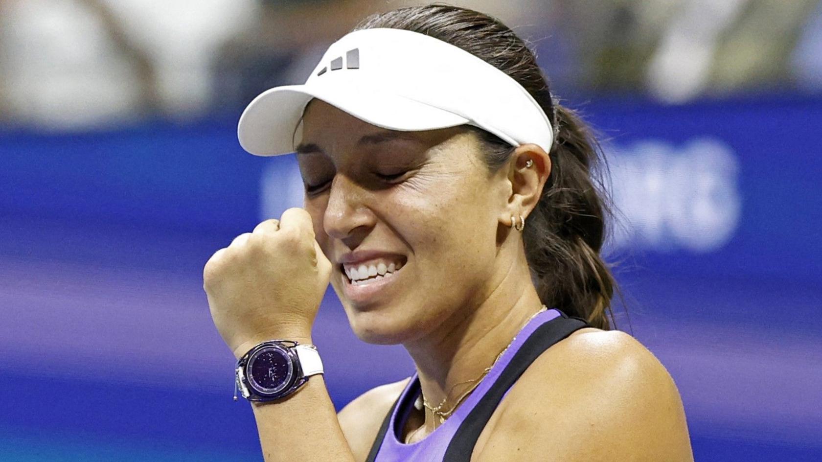 Jessica Pegula celebrates victory over Iga Swiatek at the US Open