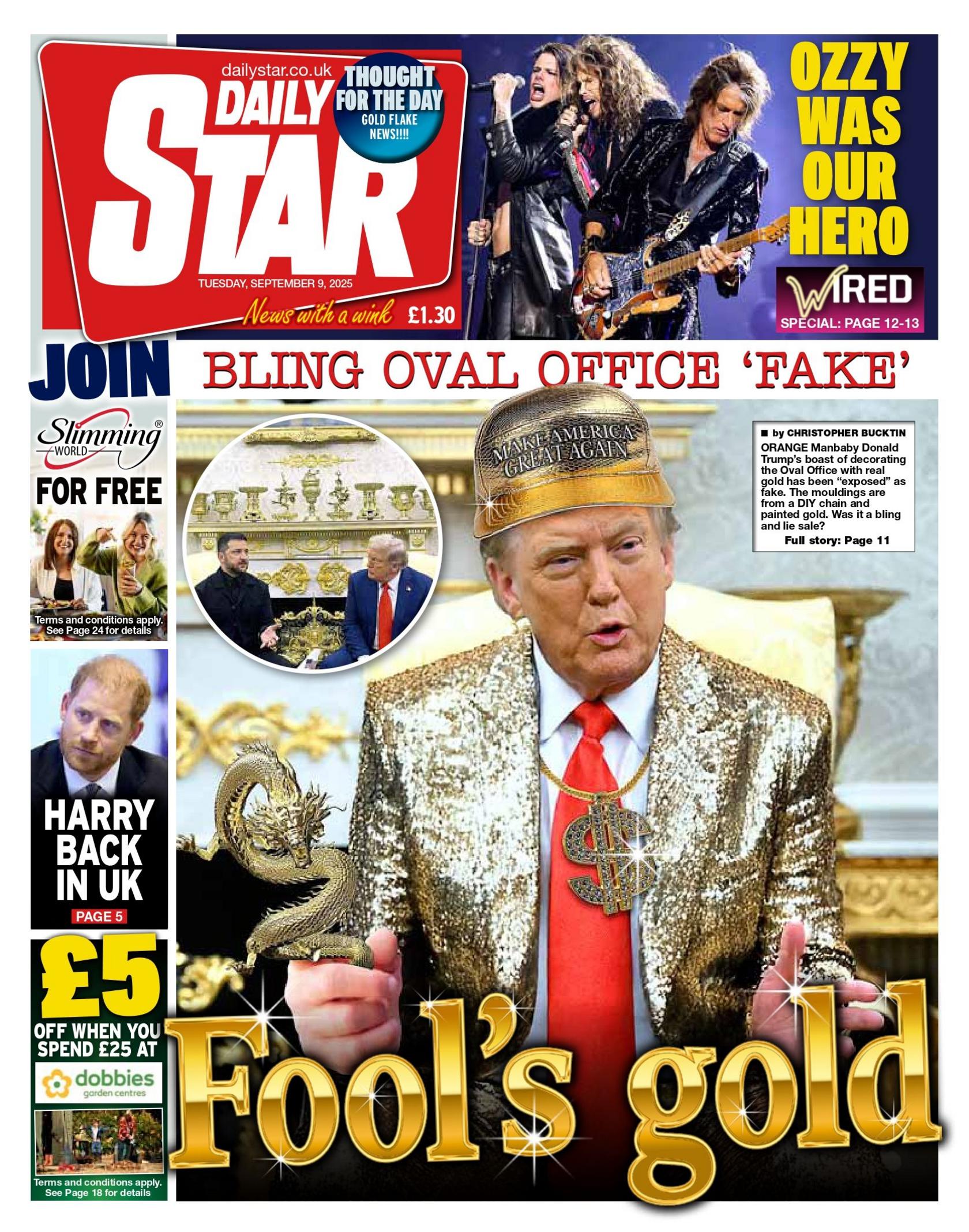 The headline on the front page of Daily Star reads: "Fool's gold".