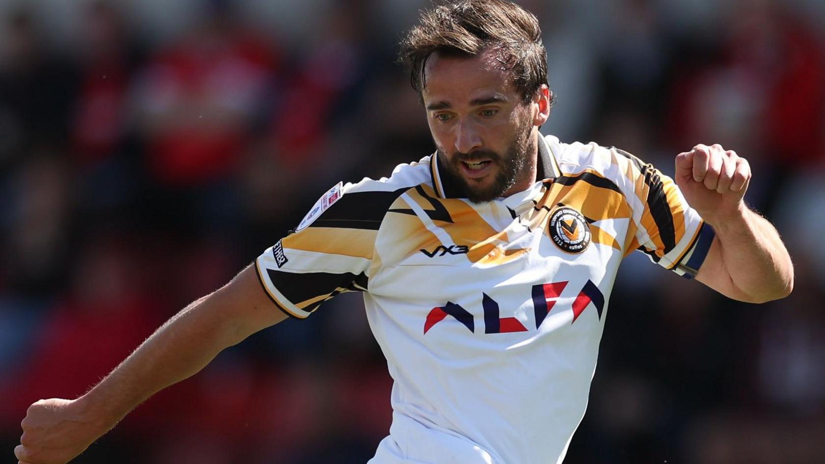 Aaron Wildig in action for Newport County