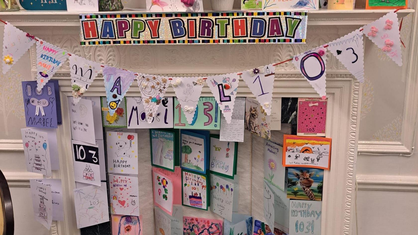 An image of birthday cards on display at Watford House Care Home in New Mills