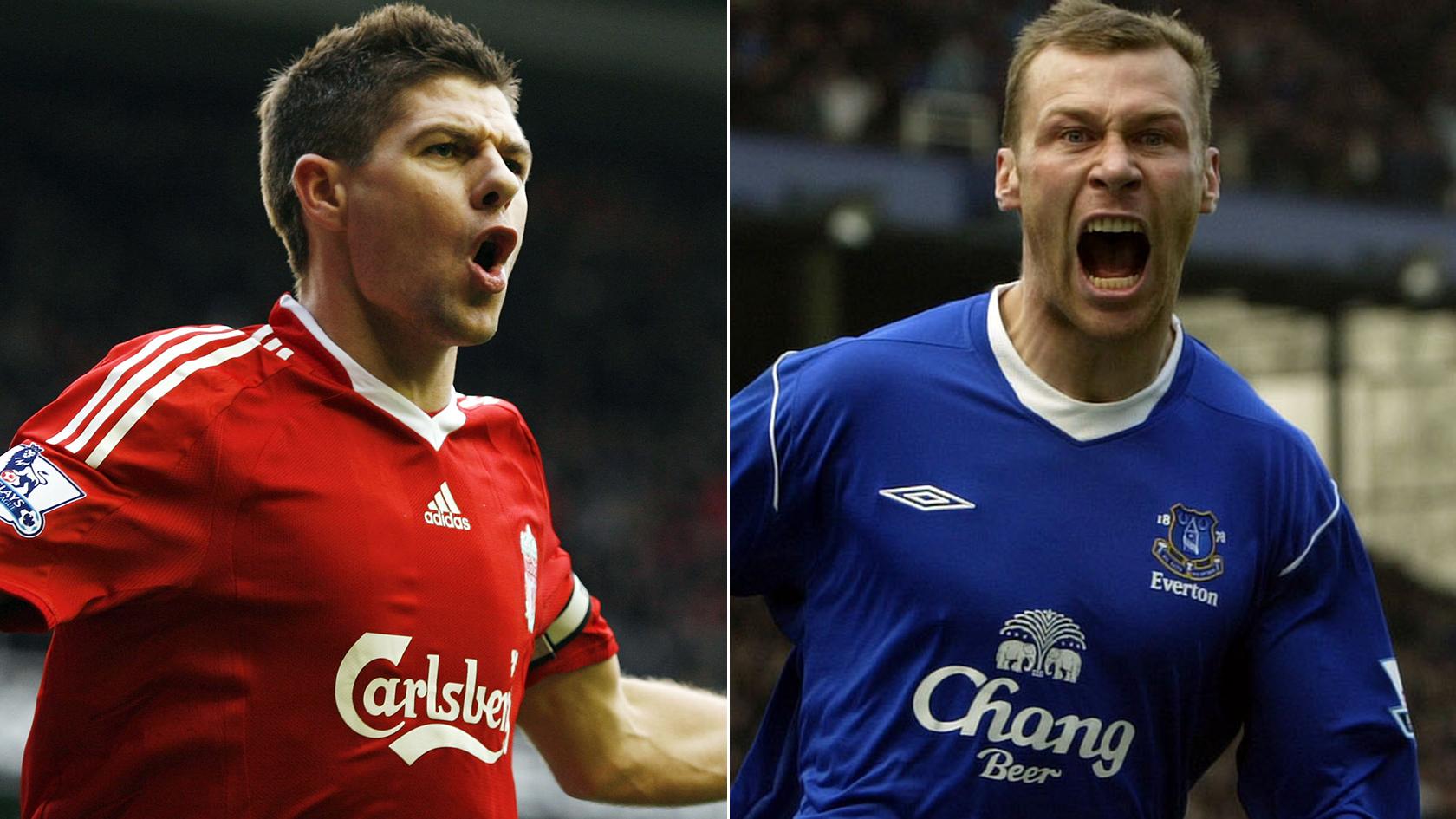 Steven Gerrard and Duncan Ferguson