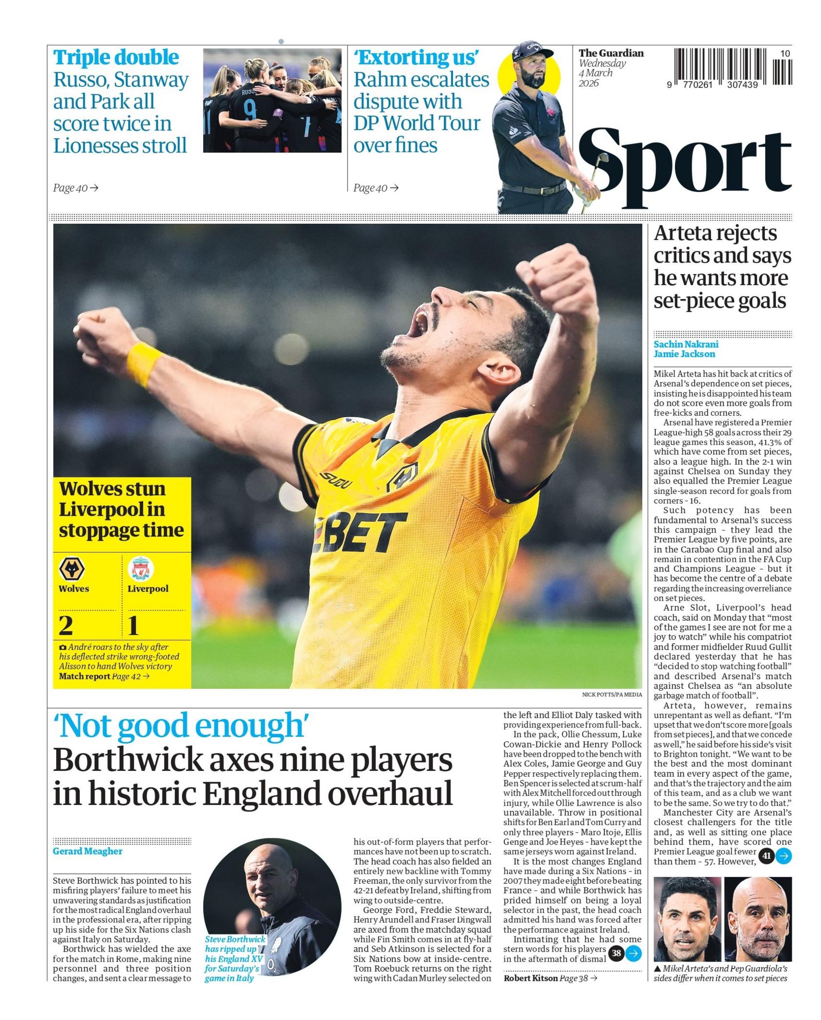 Guardian sports section