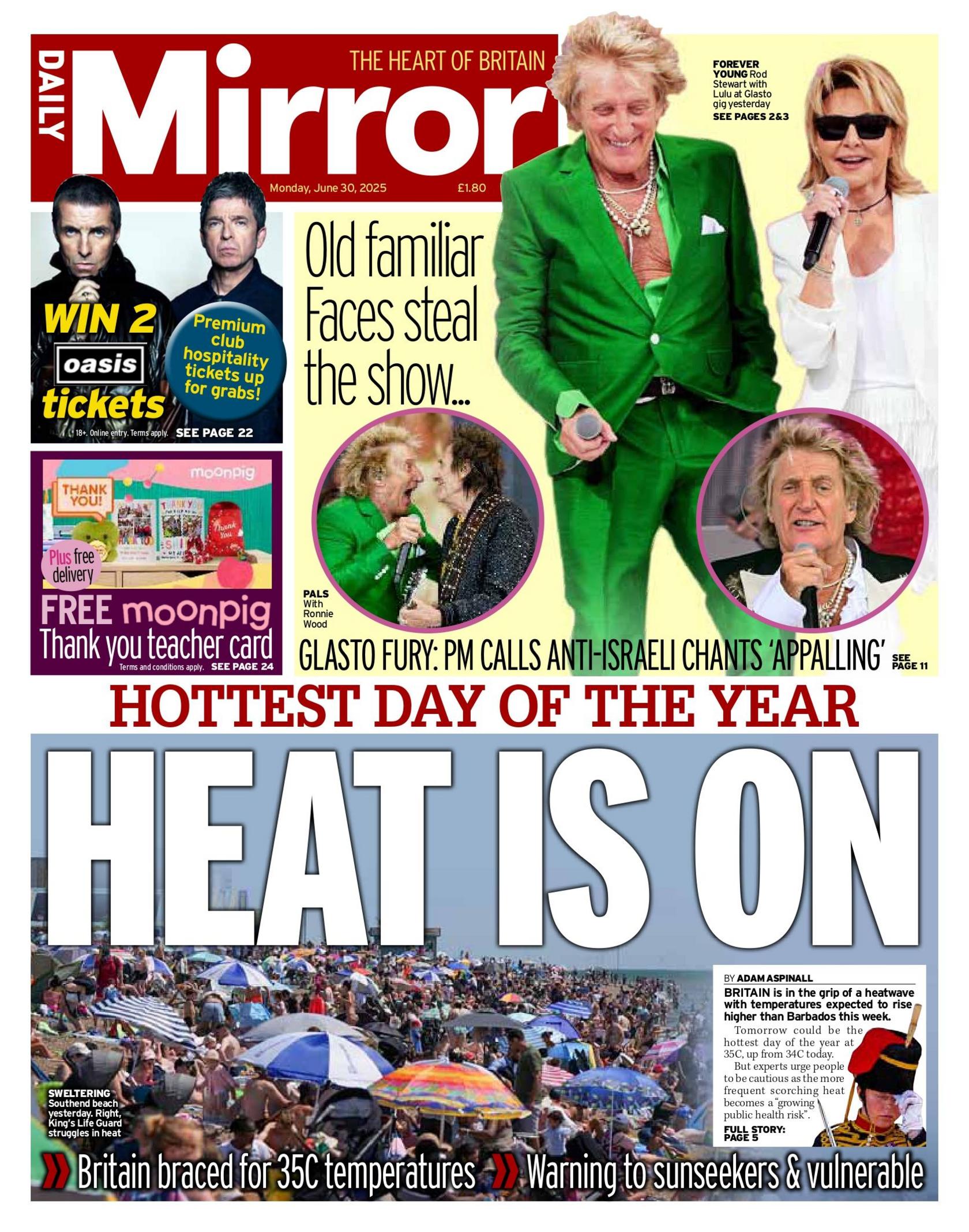 "Heat is on" reads the headline on the front page of the Daily Mirror.