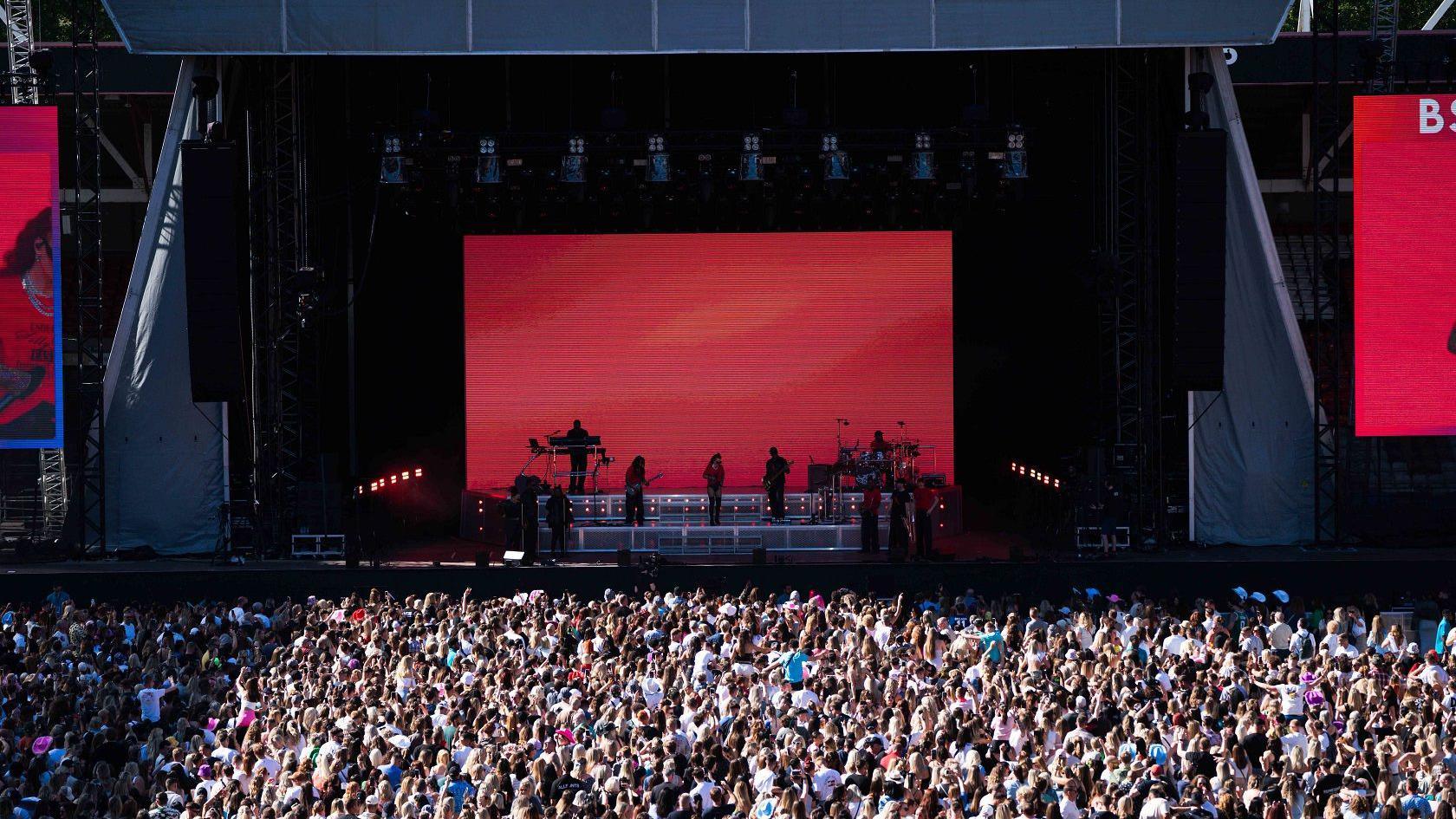 Thousands of fans face the stage at Ashton Gate during BS3